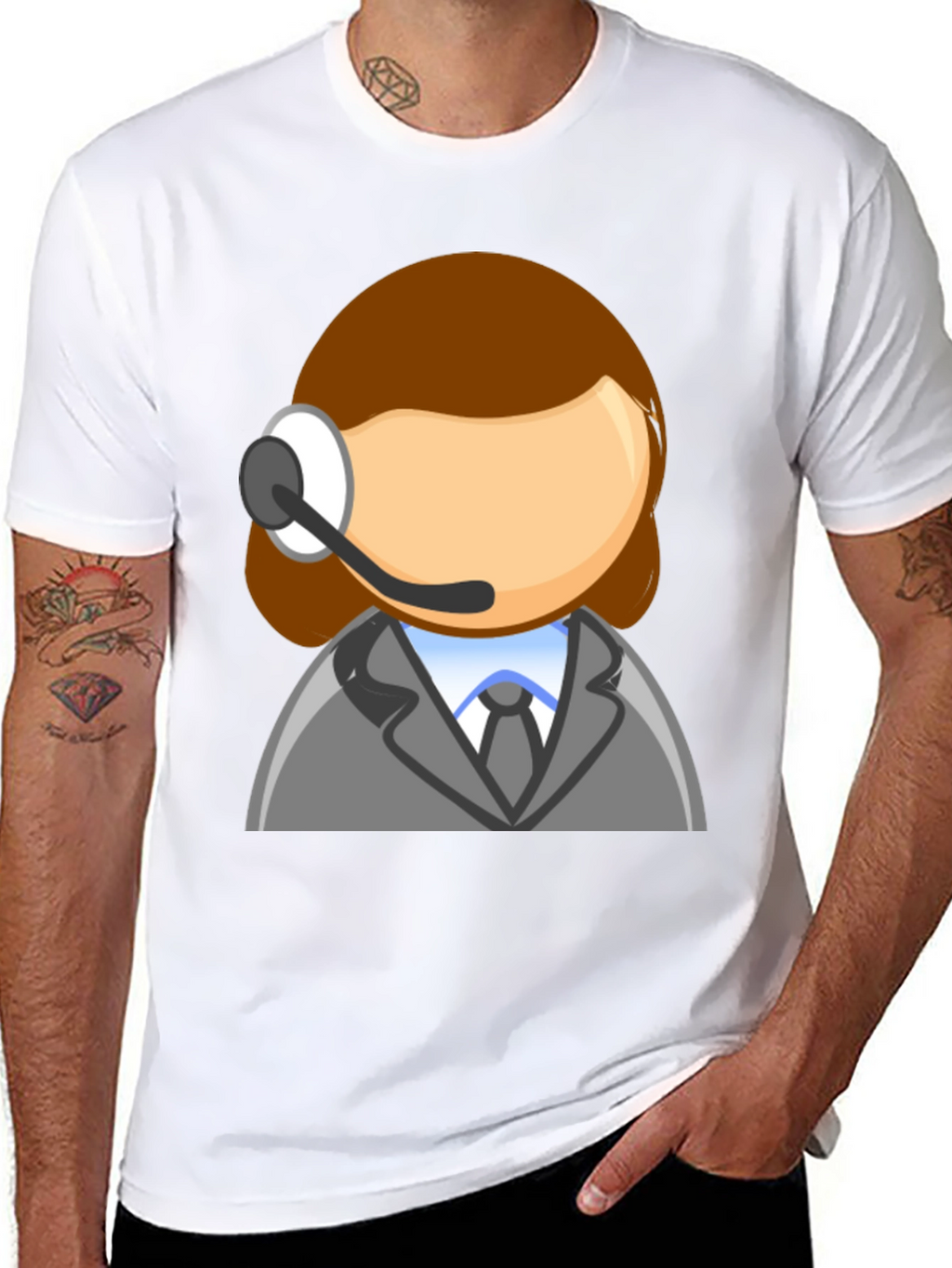 Call Center Agent Cartoon T-Shirt