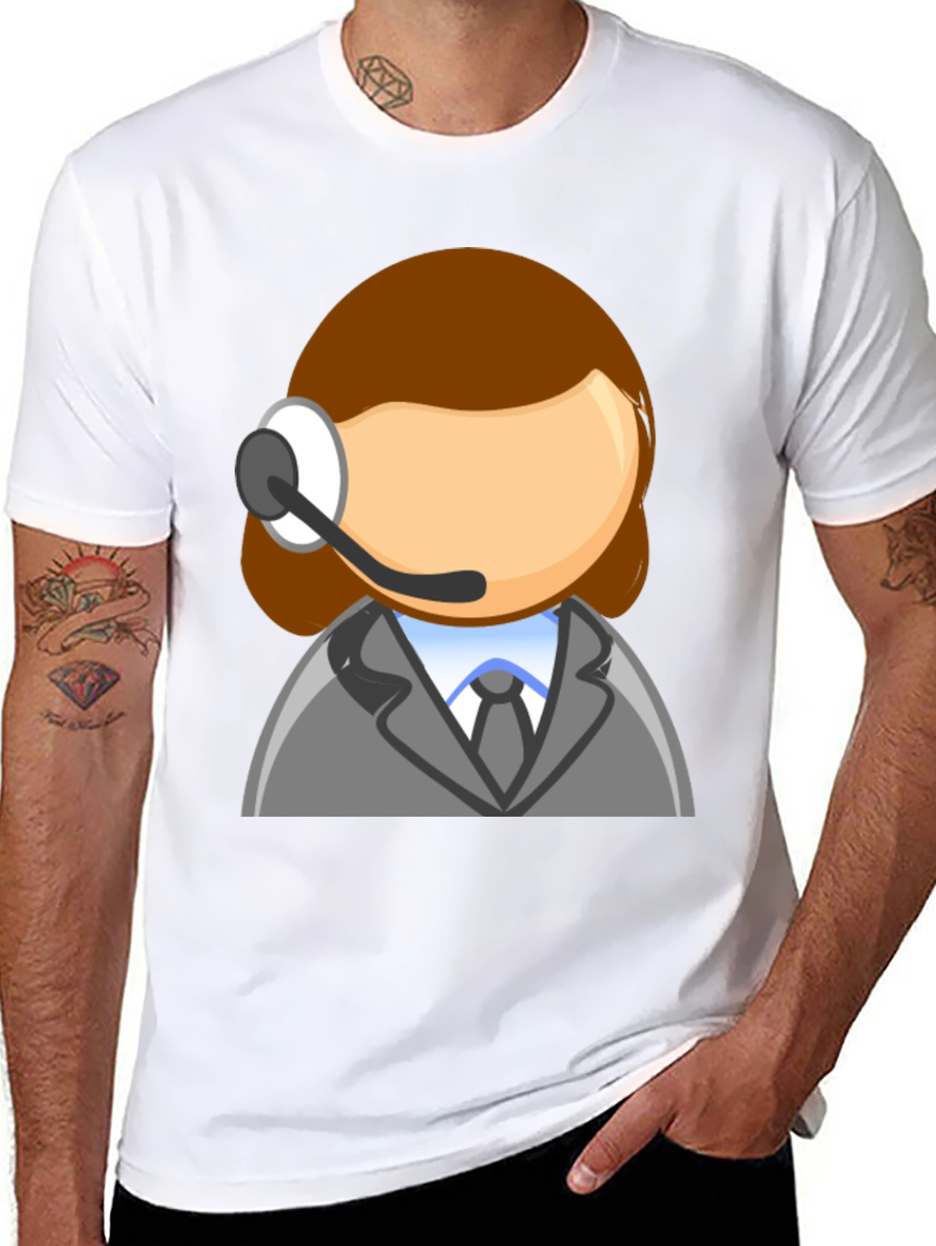 Call Center Agent Cartoon T-Shirt