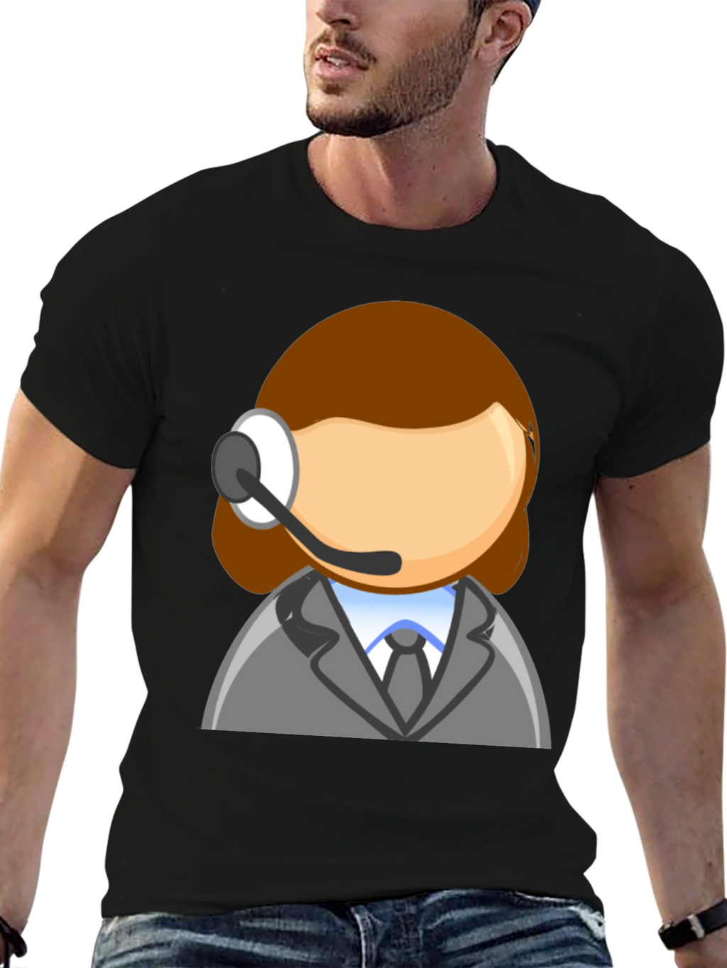 Call Center Agent Cartoon T-Shirt