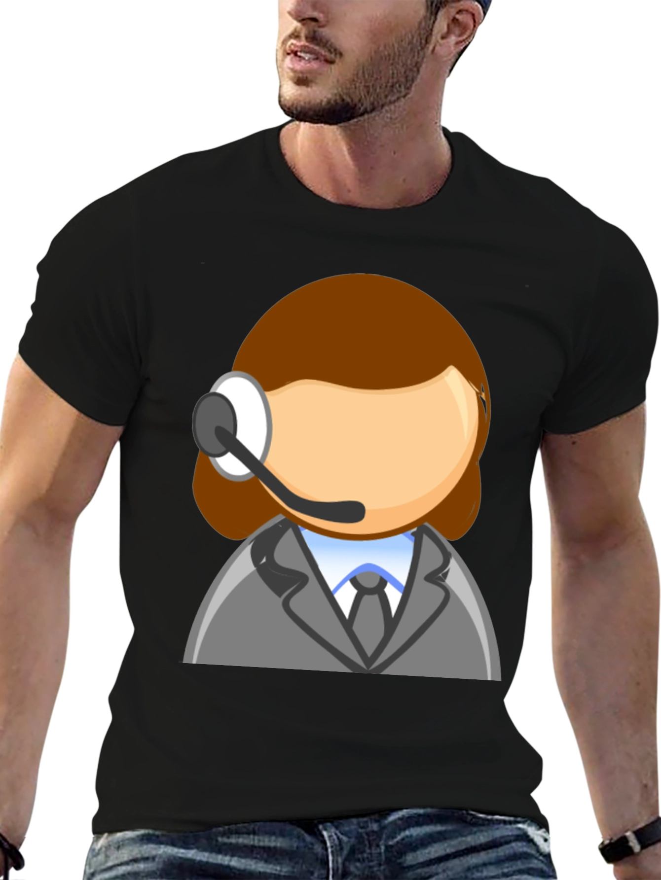 Call Center Agent Cartoon T-Shirt