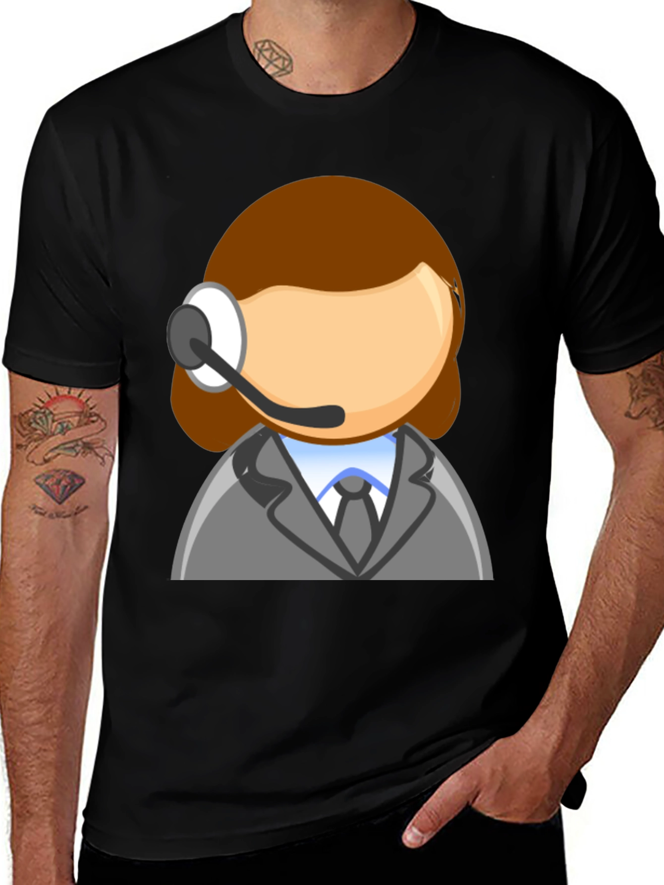 Call Center Agent Cartoon T-Shirt