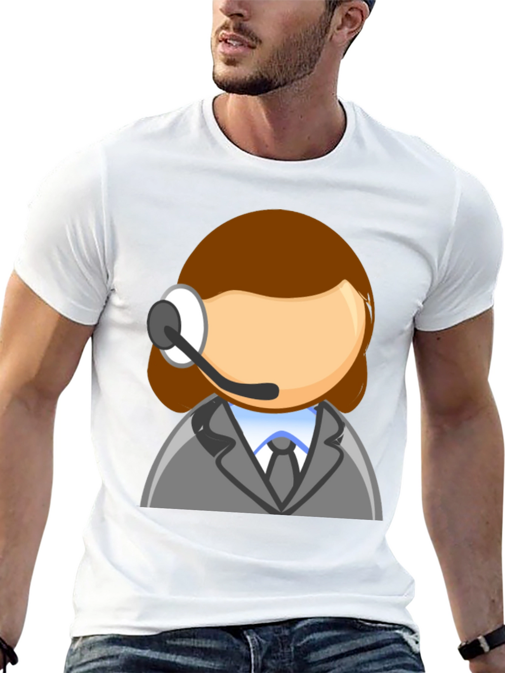 Call Center Agent Cartoon T-Shirt