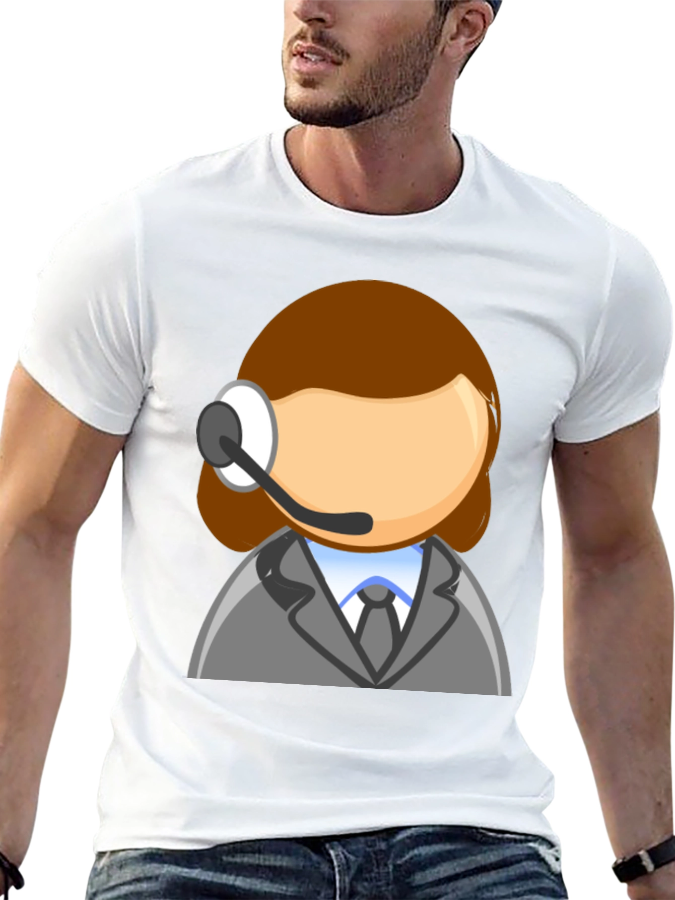 Call Center Agent Cartoon T-Shirt