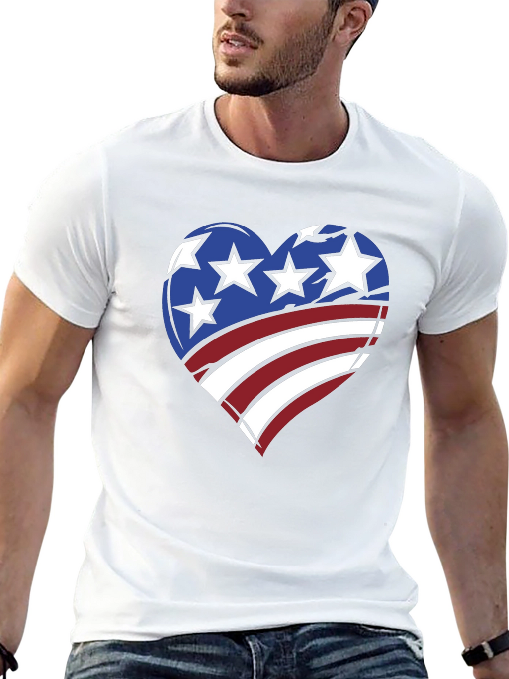 Patriotic Heart T-Shirt - American Flag Design
