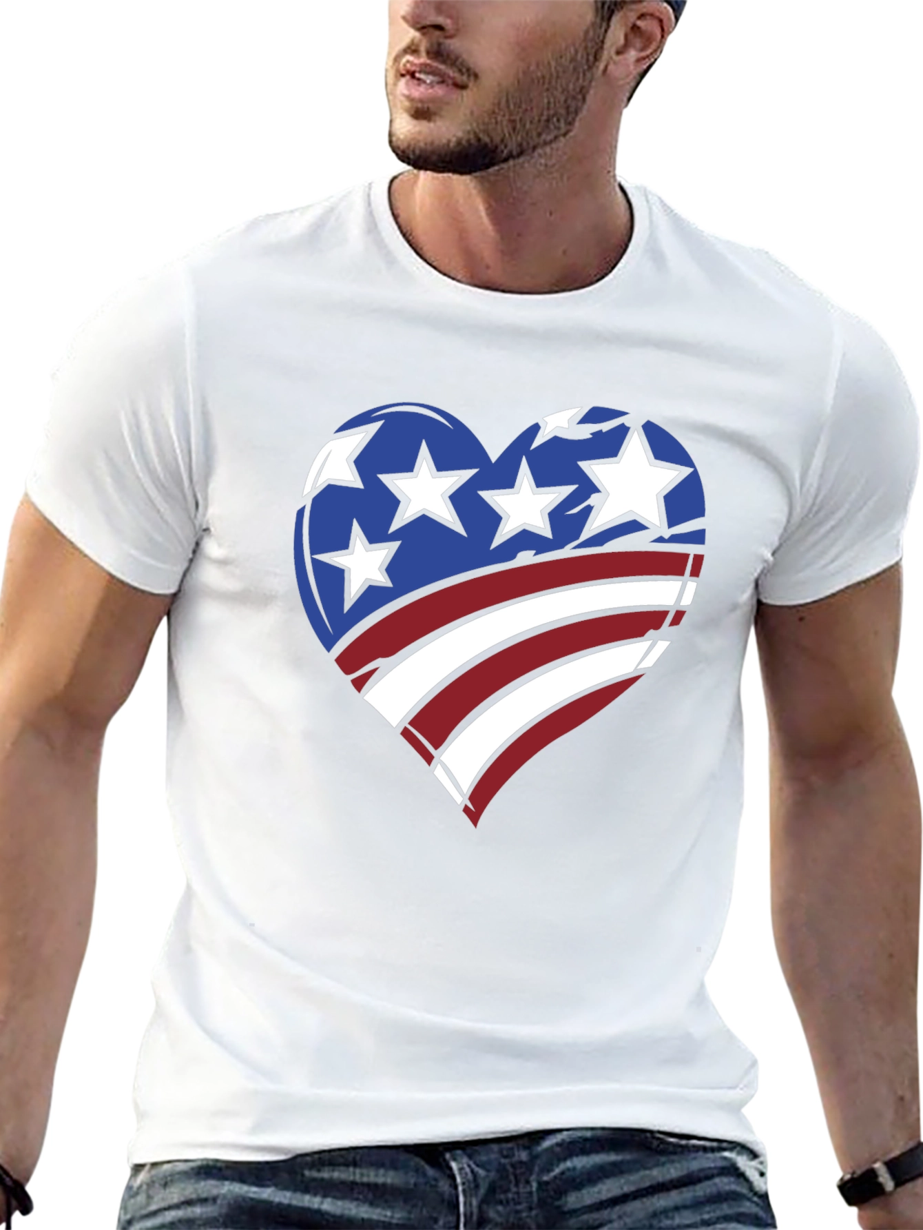 Patriotic Heart T-Shirt - American Flag Design