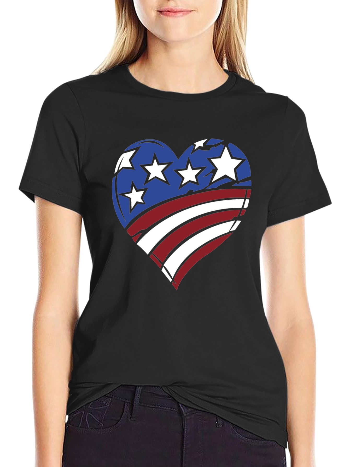 Patriotic Heart T-Shirt - American Flag Design