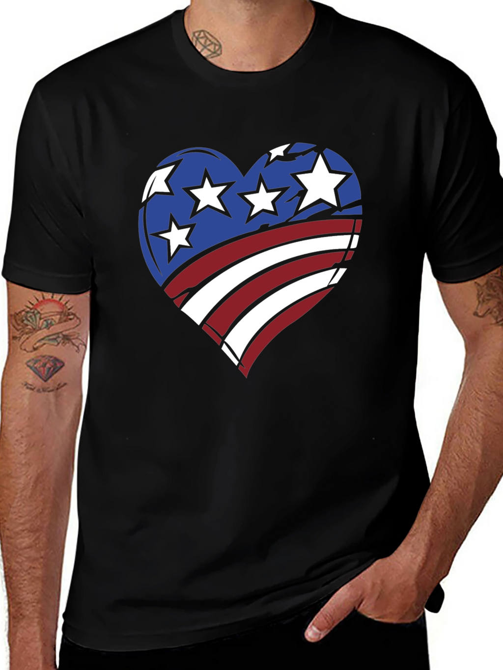 Patriotic Heart T-Shirt - American Flag Design