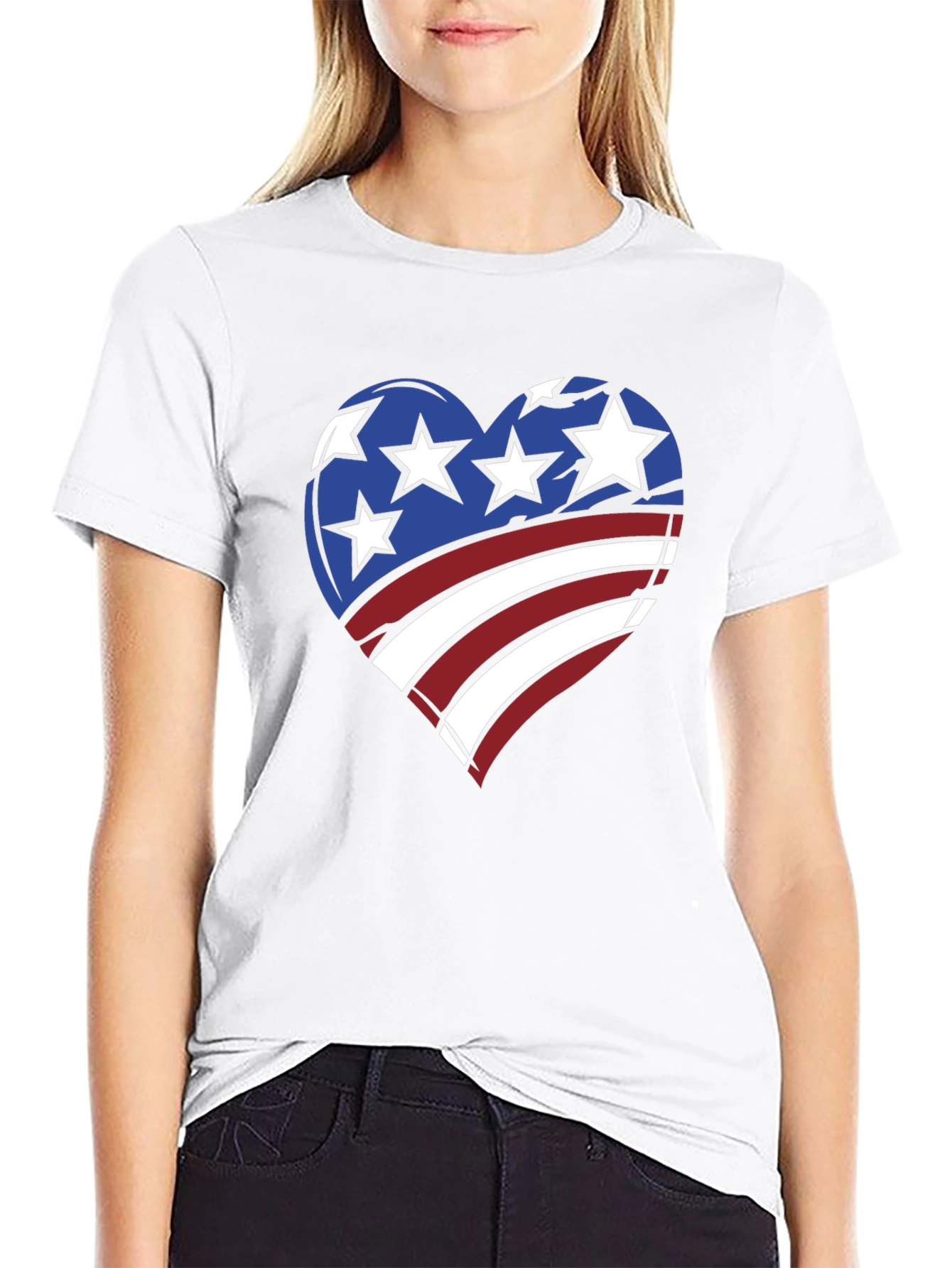 Patriotic Heart T-Shirt - American Flag Design