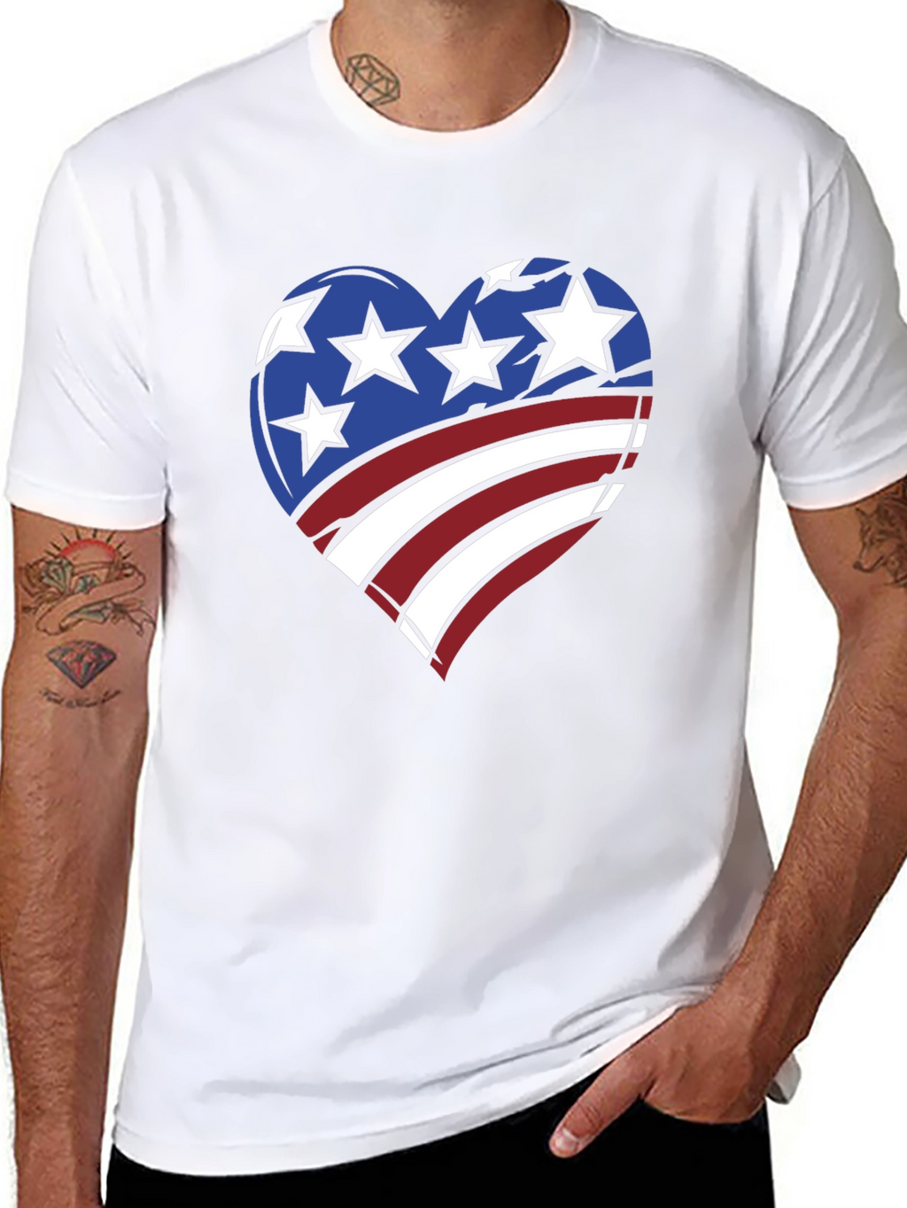 Patriotic Heart T-Shirt - American Flag Design