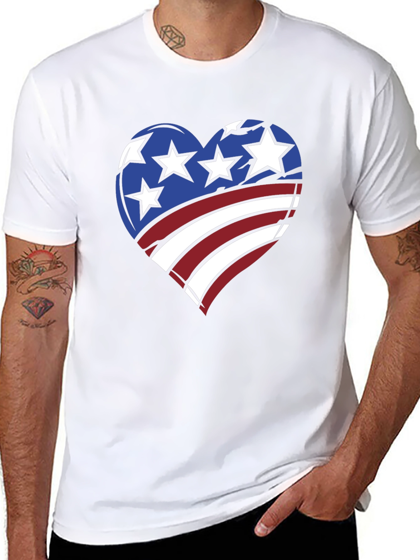 Patriotic Heart T-Shirt - American Flag Design