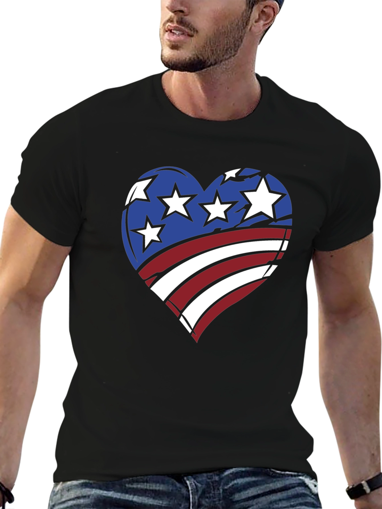 Patriotic Heart T-Shirt - American Flag Design