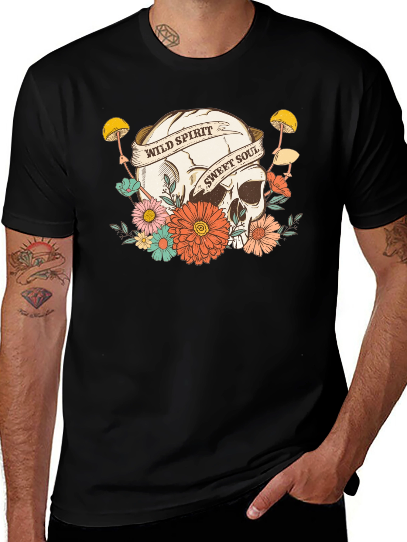 Wild Spirit Skull Graphic T-Shirt