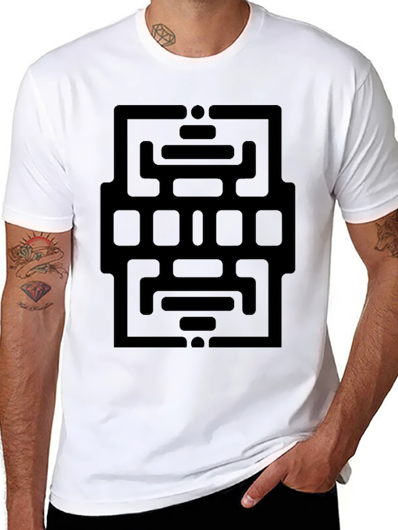 Modern Geometric Graphic Black T-Shirt