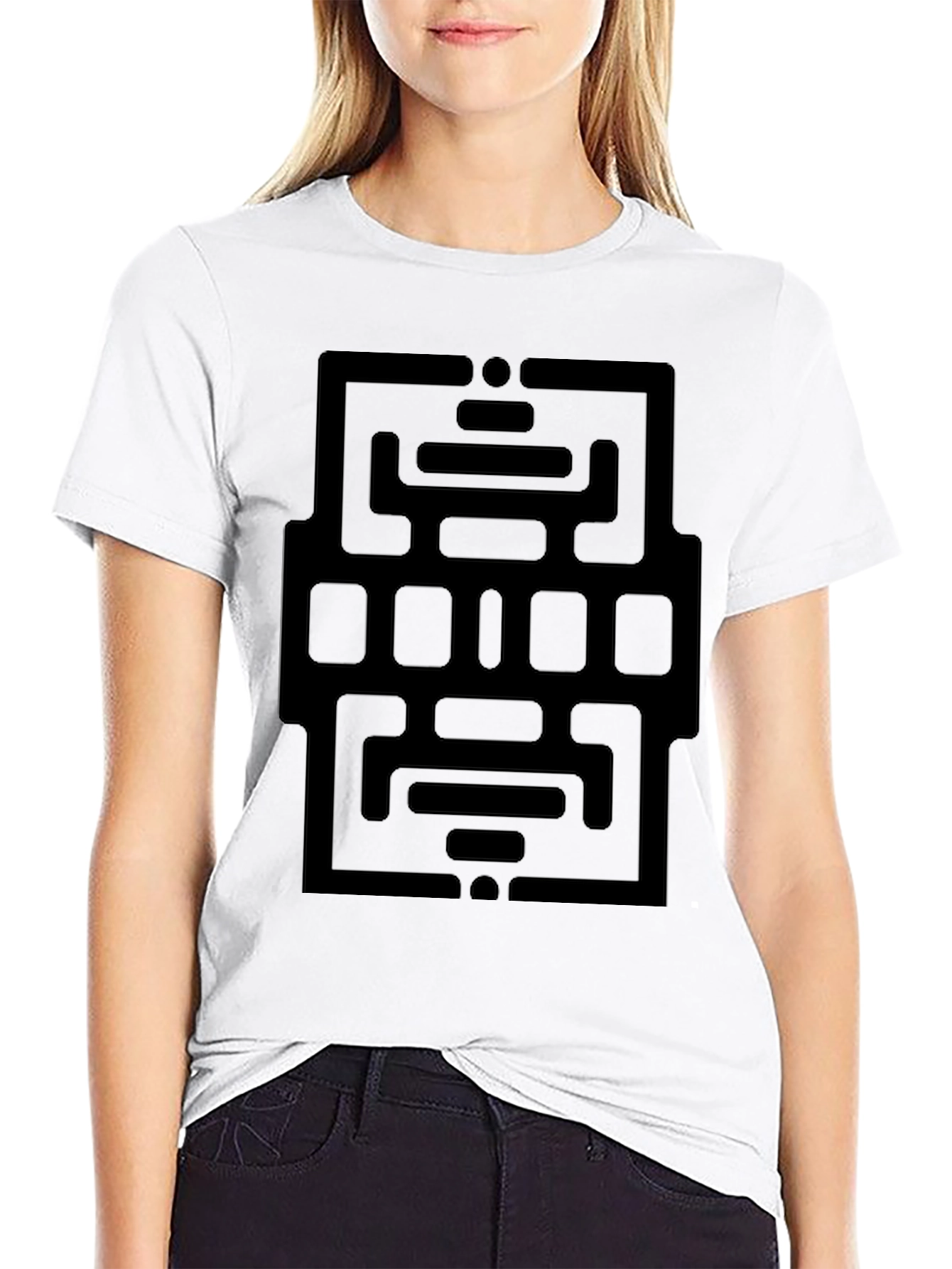 Modern Geometric Graphic Black T-Shirt