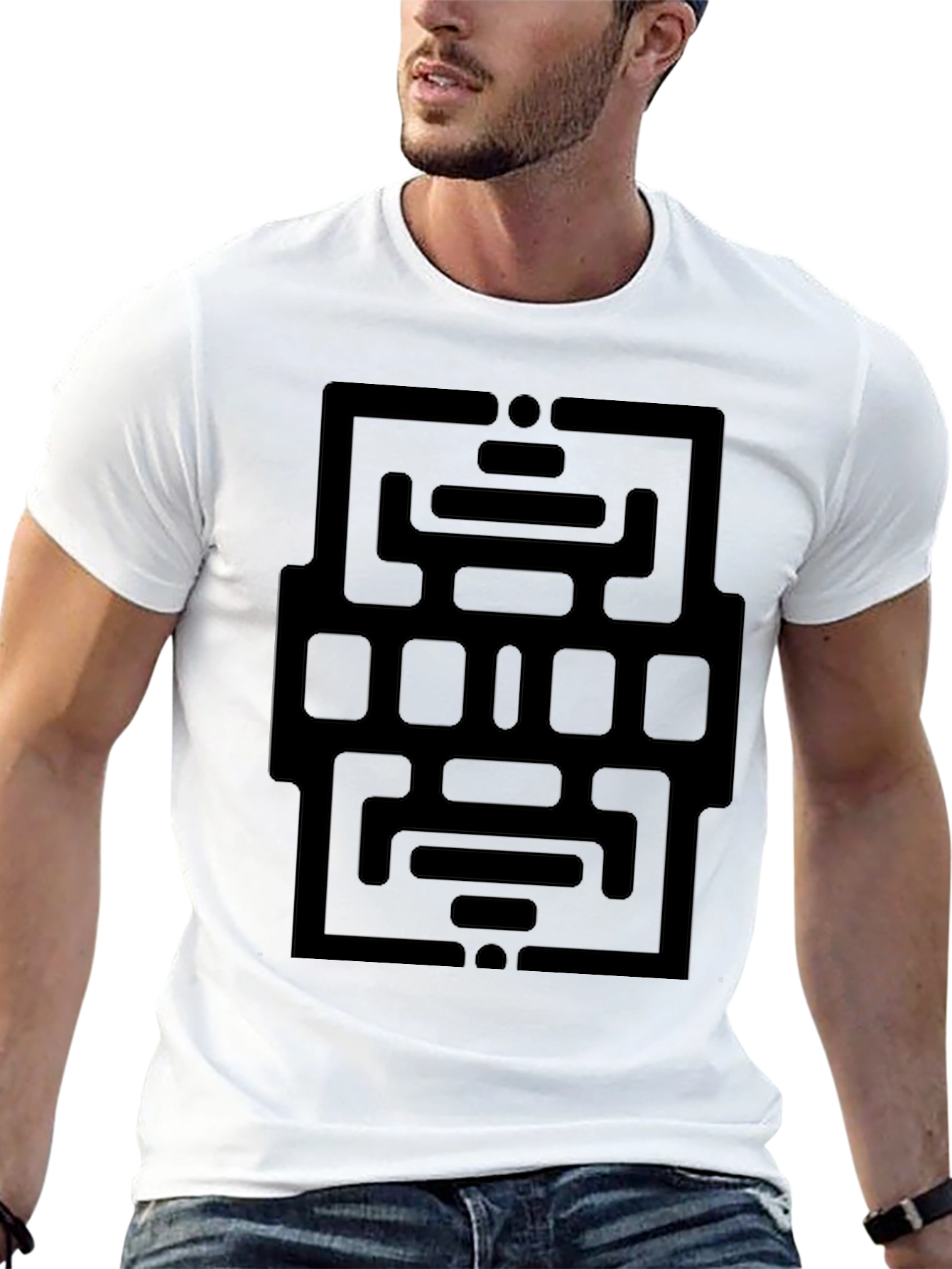 Modern Geometric Graphic Black T-Shirt