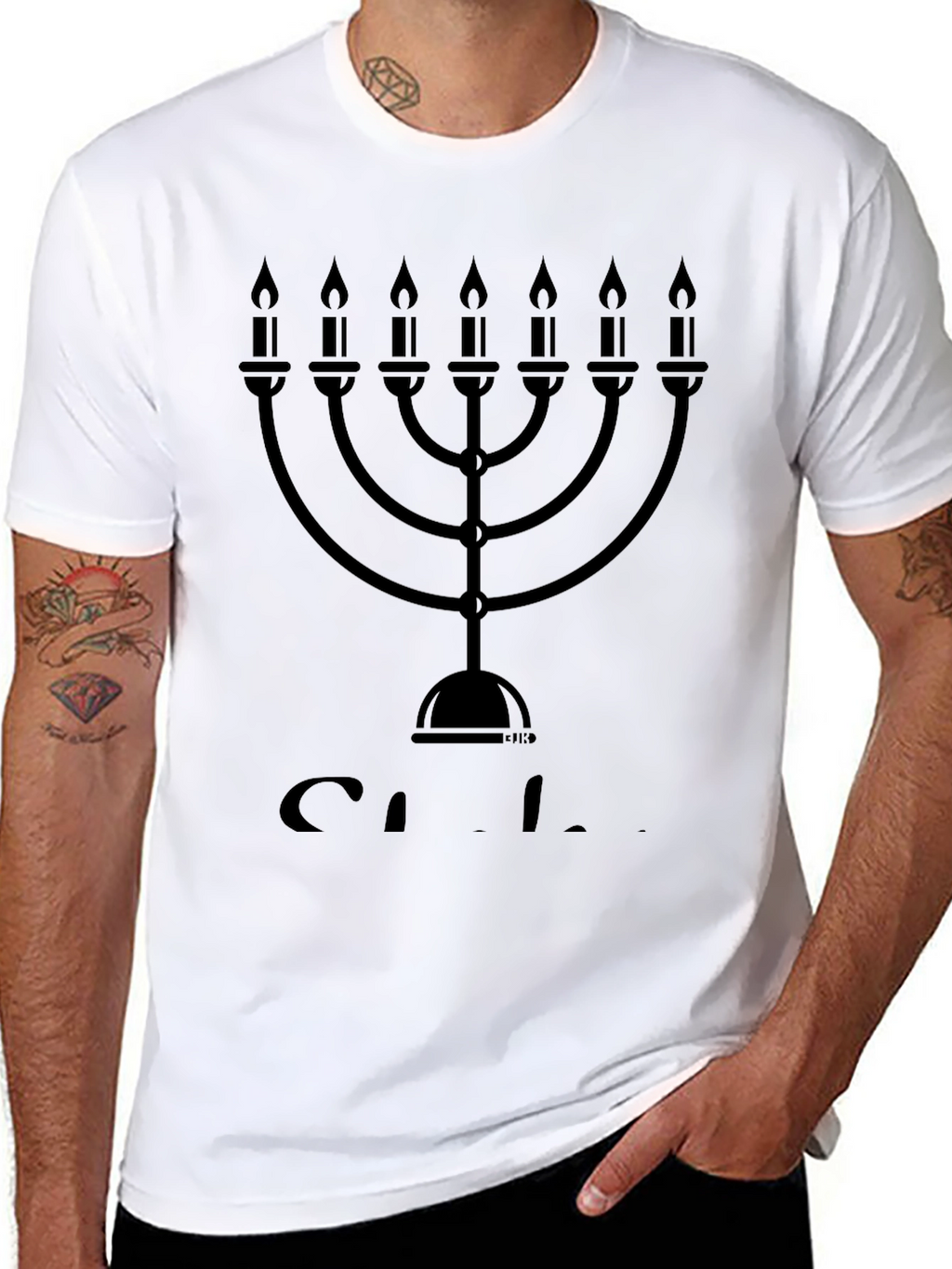 Menorah Graphic Tee - Black Casual T-Shirt