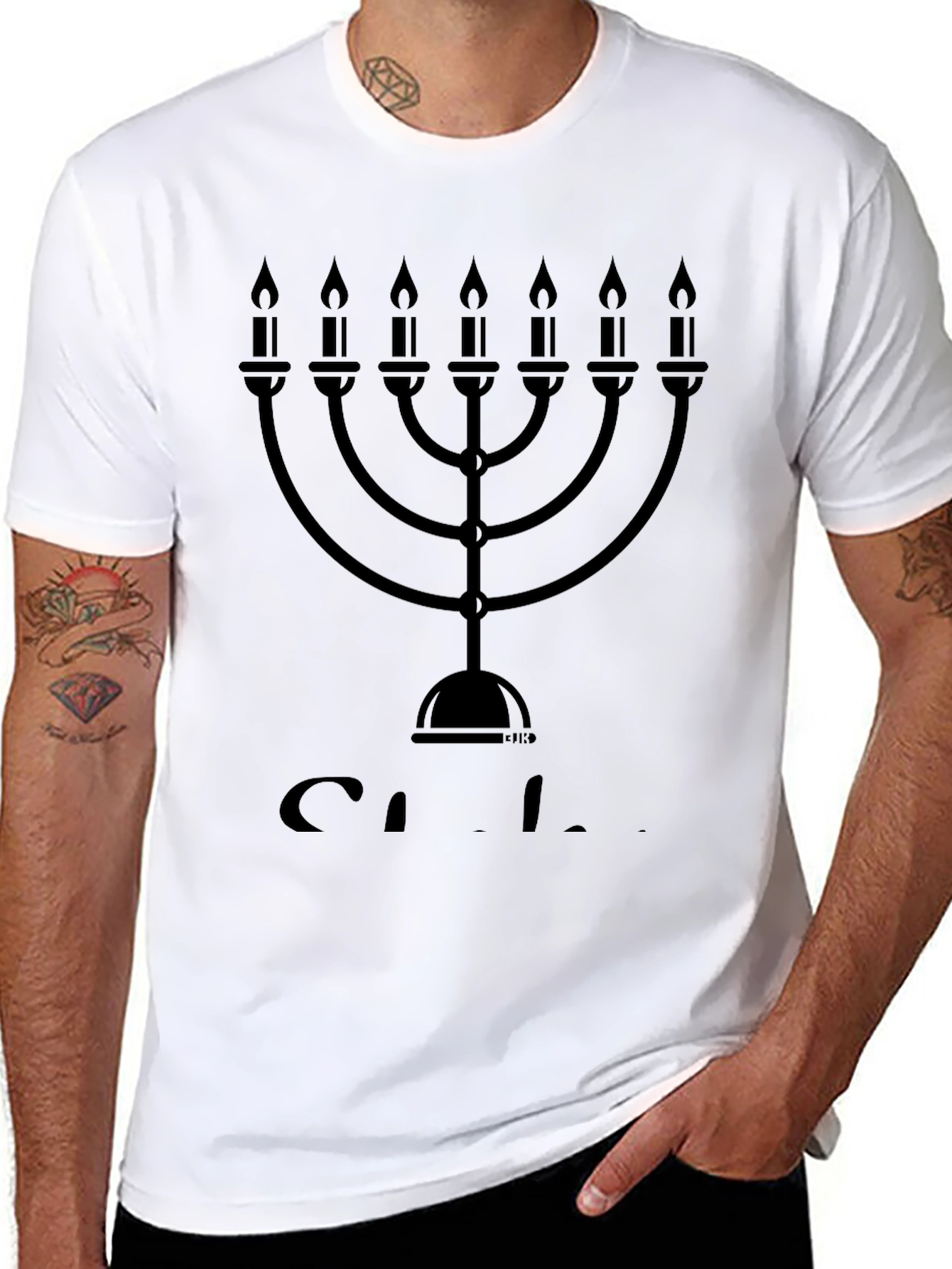 Menorah Graphic Tee - Black Casual T-Shirt