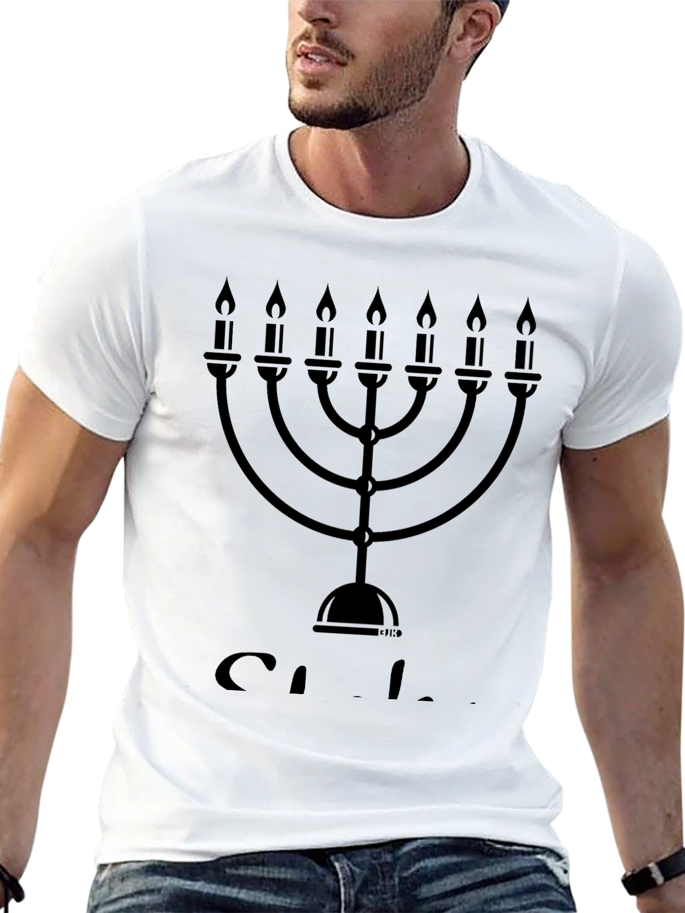 Menorah Graphic Tee - Black Casual T-Shirt