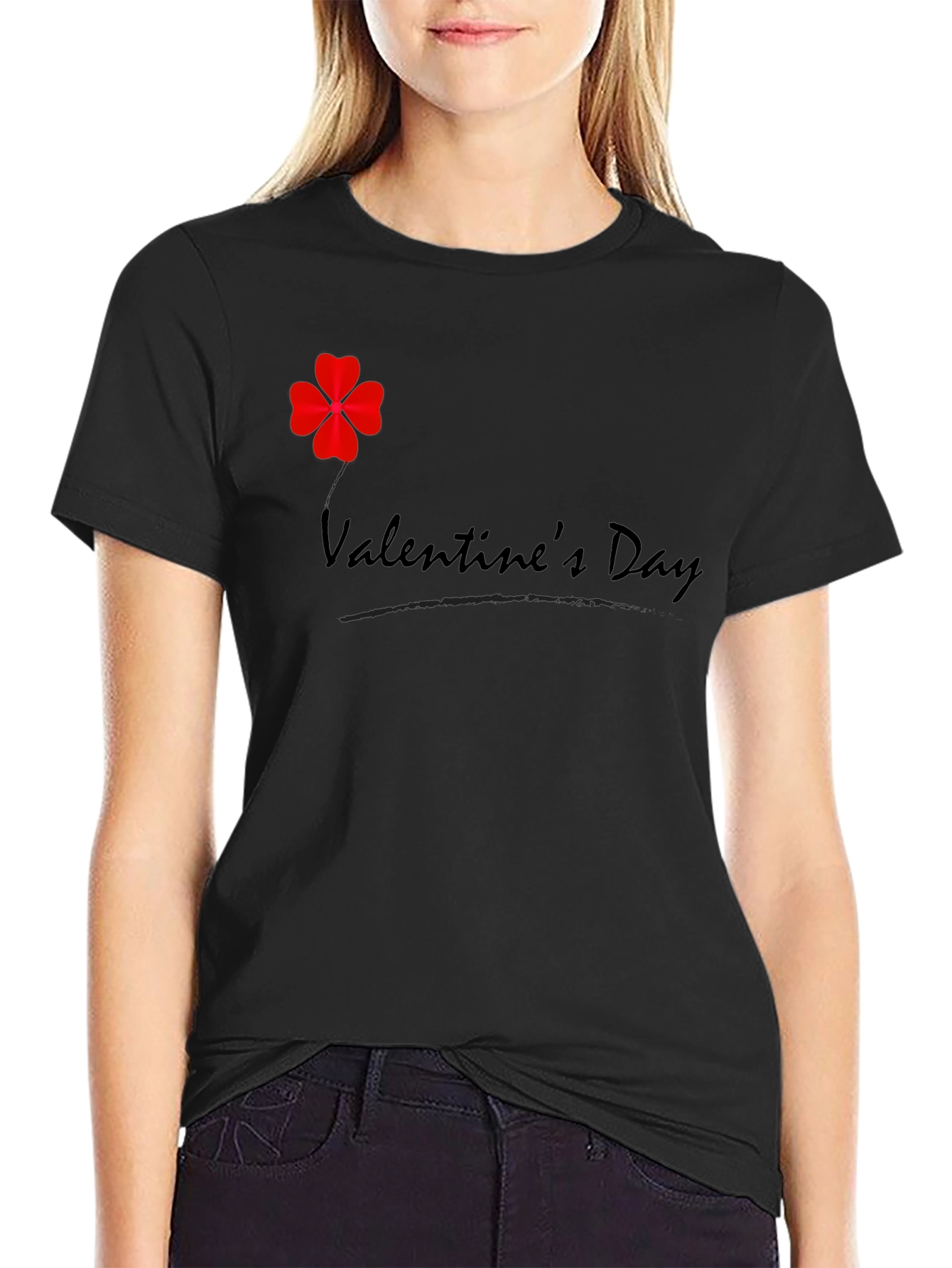 Valentines Day Clover T-Shirt - Mens Black Tee