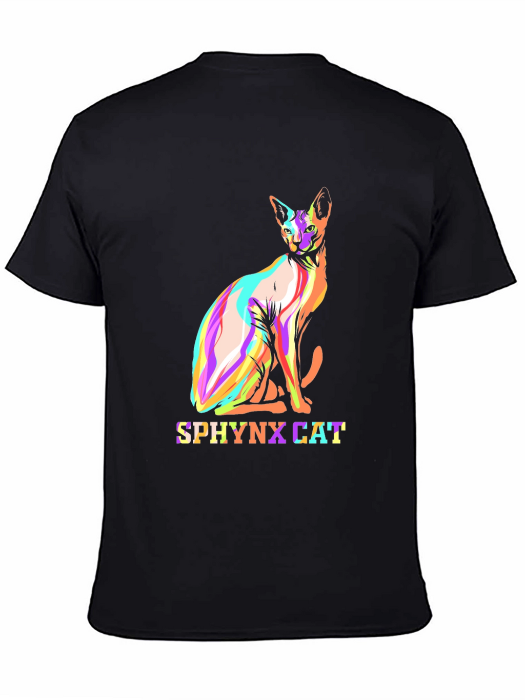 Cool Sphynx Cat Graphic Tee - Black Cotton T-Shirt