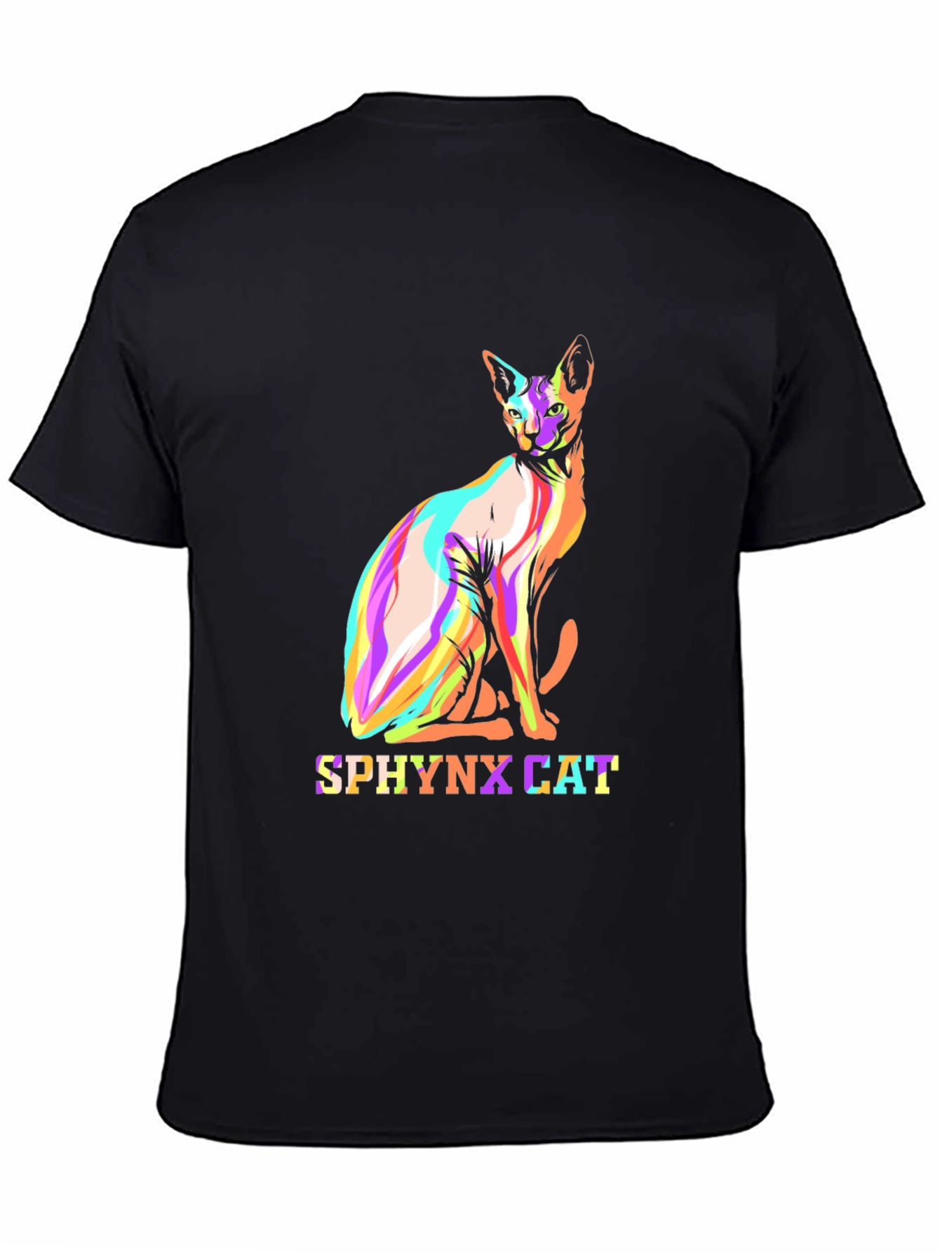 Cool Sphynx Cat Graphic Tee - Black Cotton T-Shirt