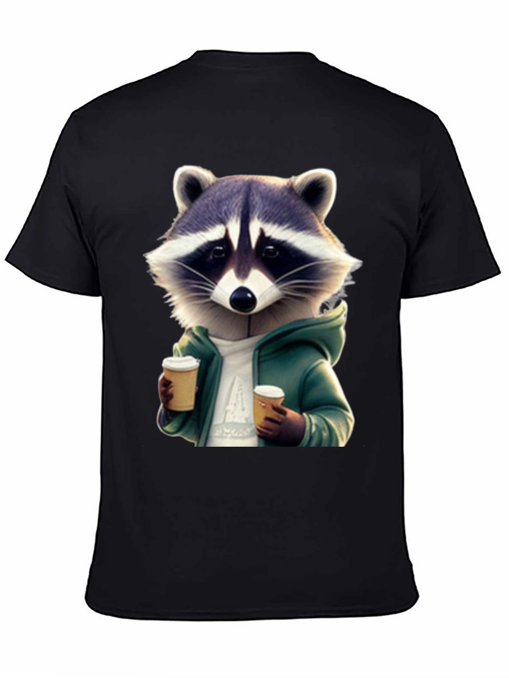 Coffee Raccoon Black T-Shirt