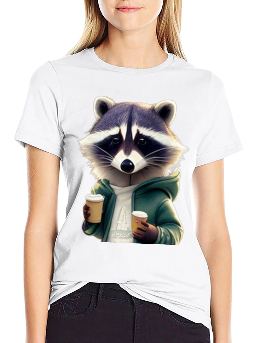 Coffee Raccoon Black T-Shirt
