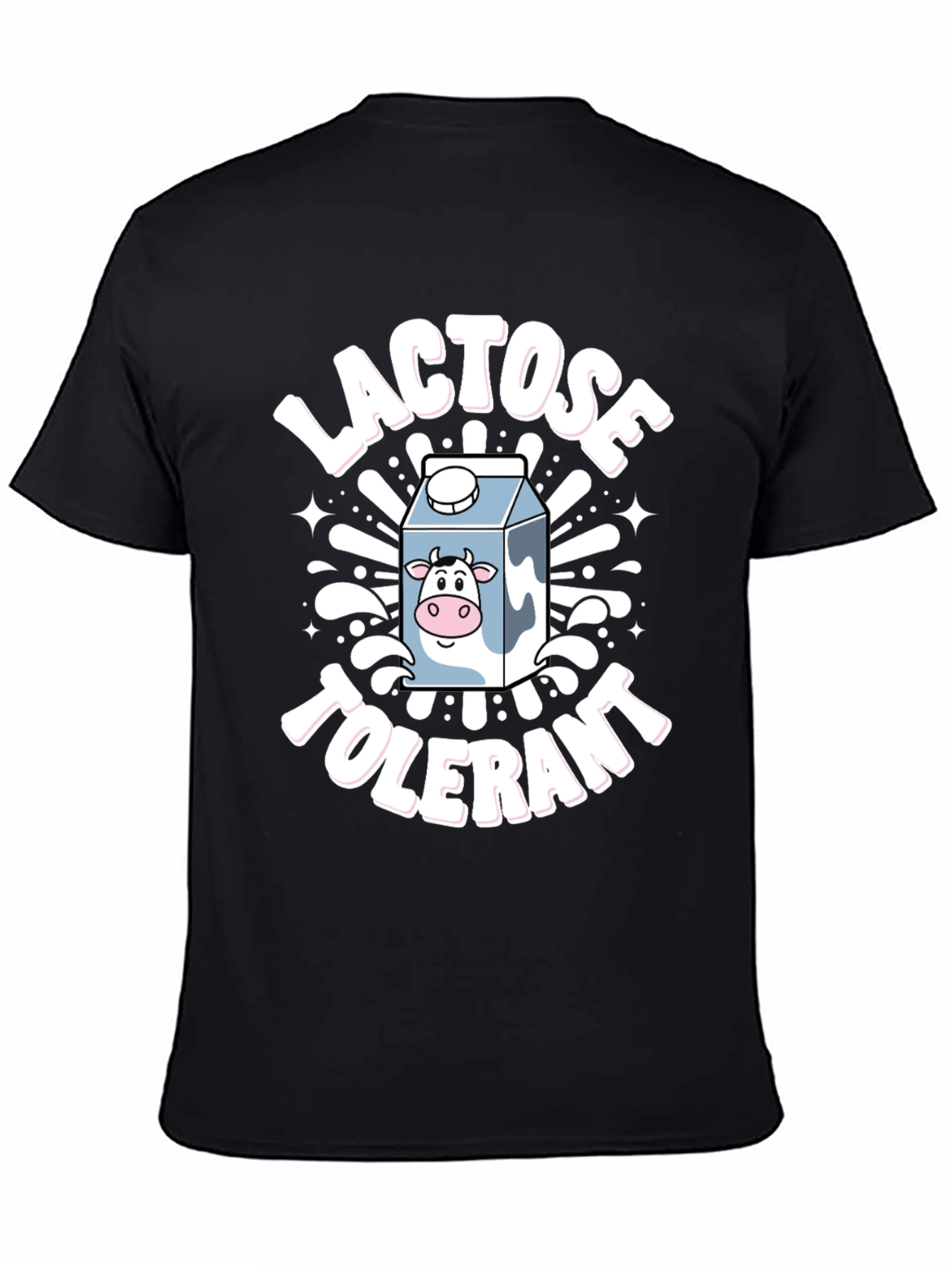 Lactose Tolerant Graphic Tee -  Novelty Milk Cartoon T-Shirt