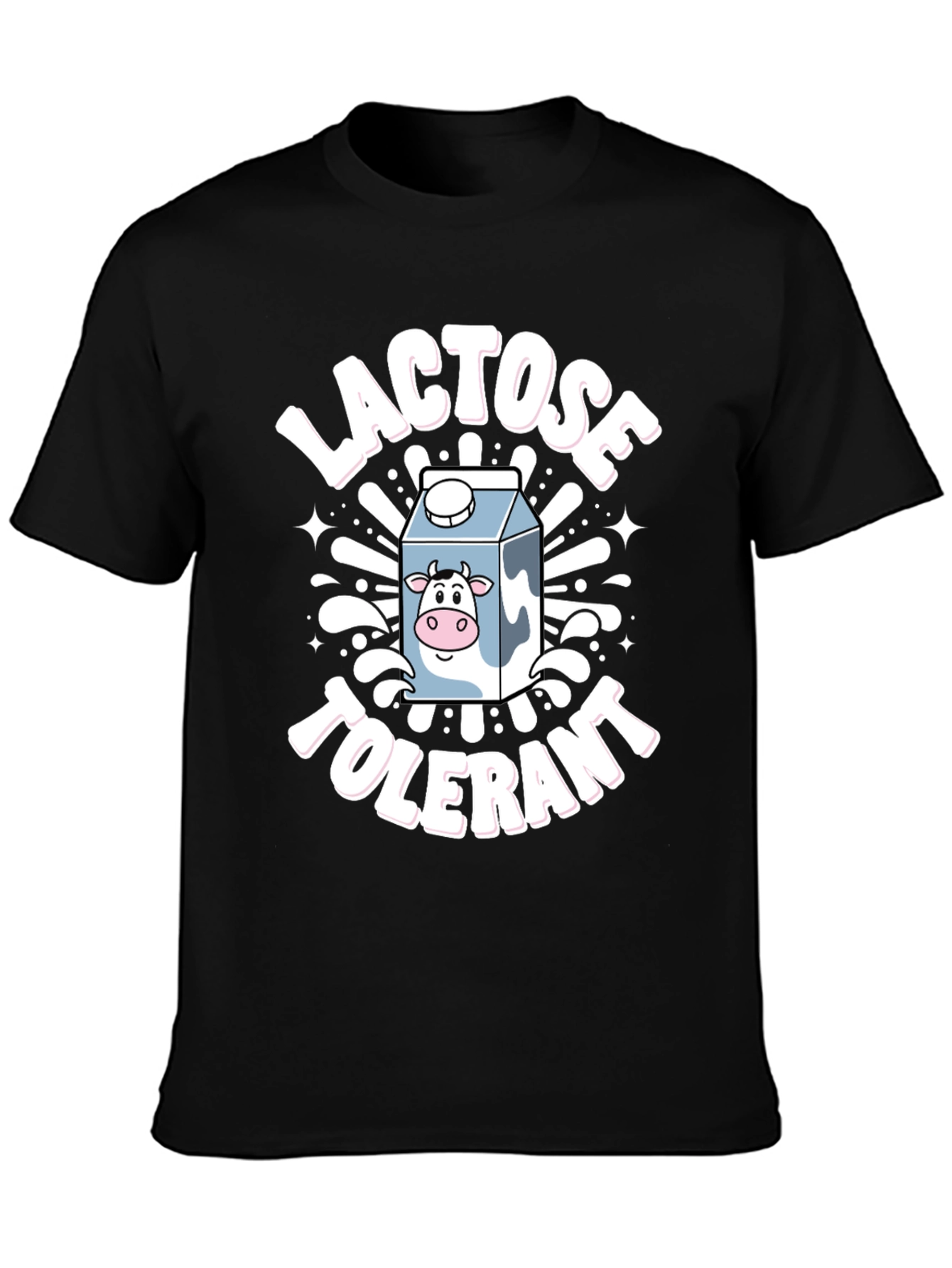 Lactose Tolerant Graphic Tee -  Novelty Milk Cartoon T-Shirt
