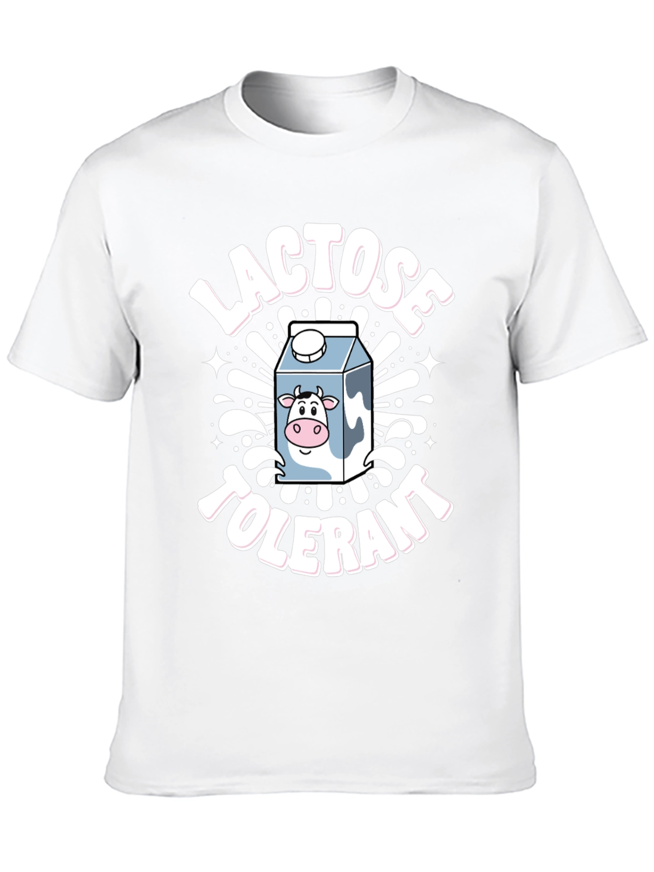 Lactose Tolerant Graphic Tee -  Novelty Milk Cartoon T-Shirt