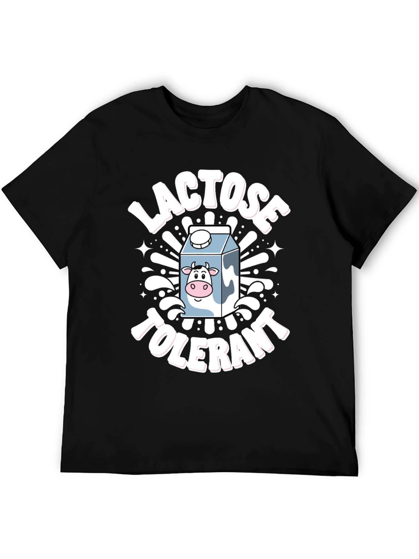 Lactose Tolerant Graphic Tee -  Novelty Milk Cartoon T-Shirt