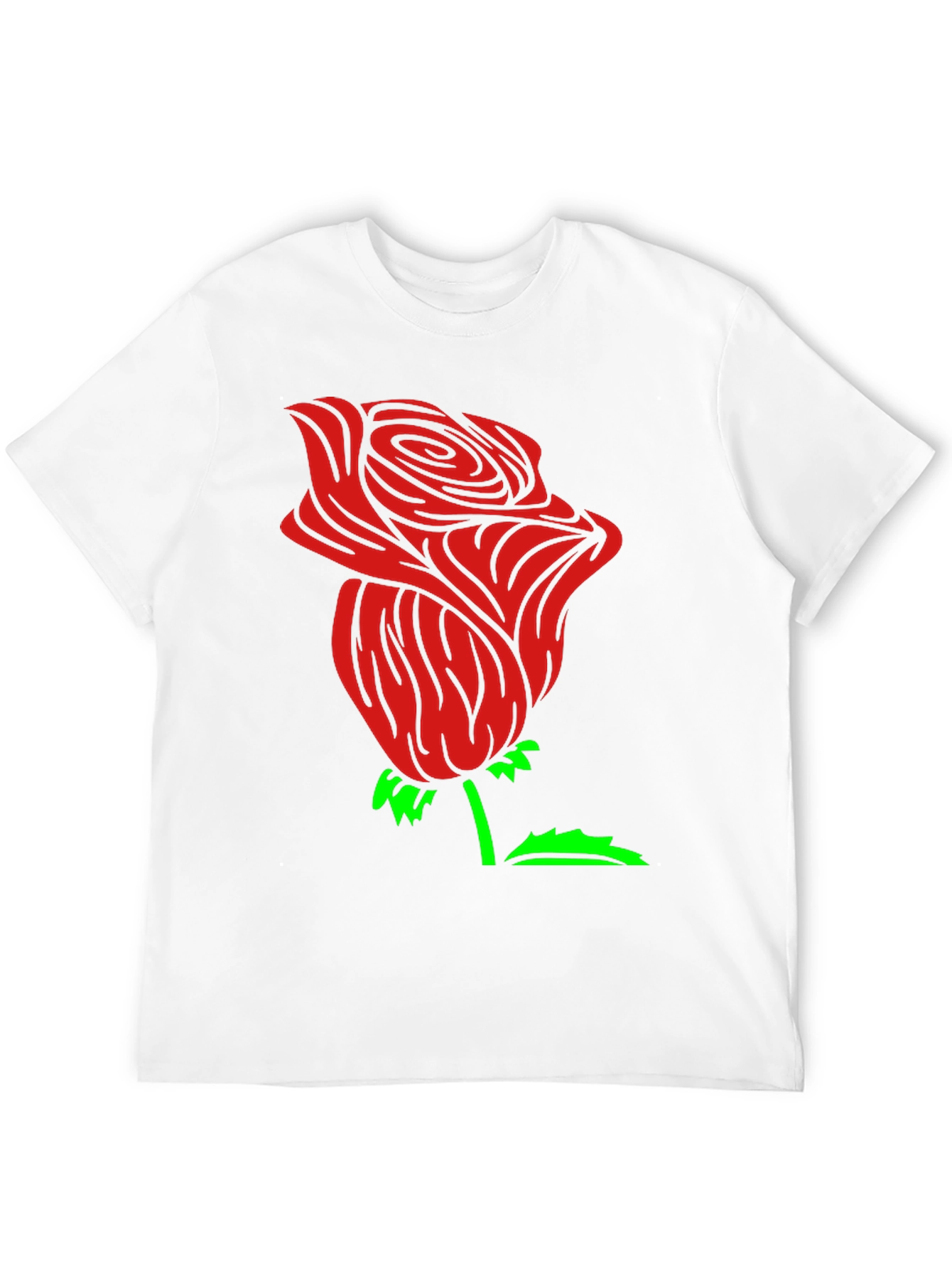 Red Rose Graphic Black Tee Shirt