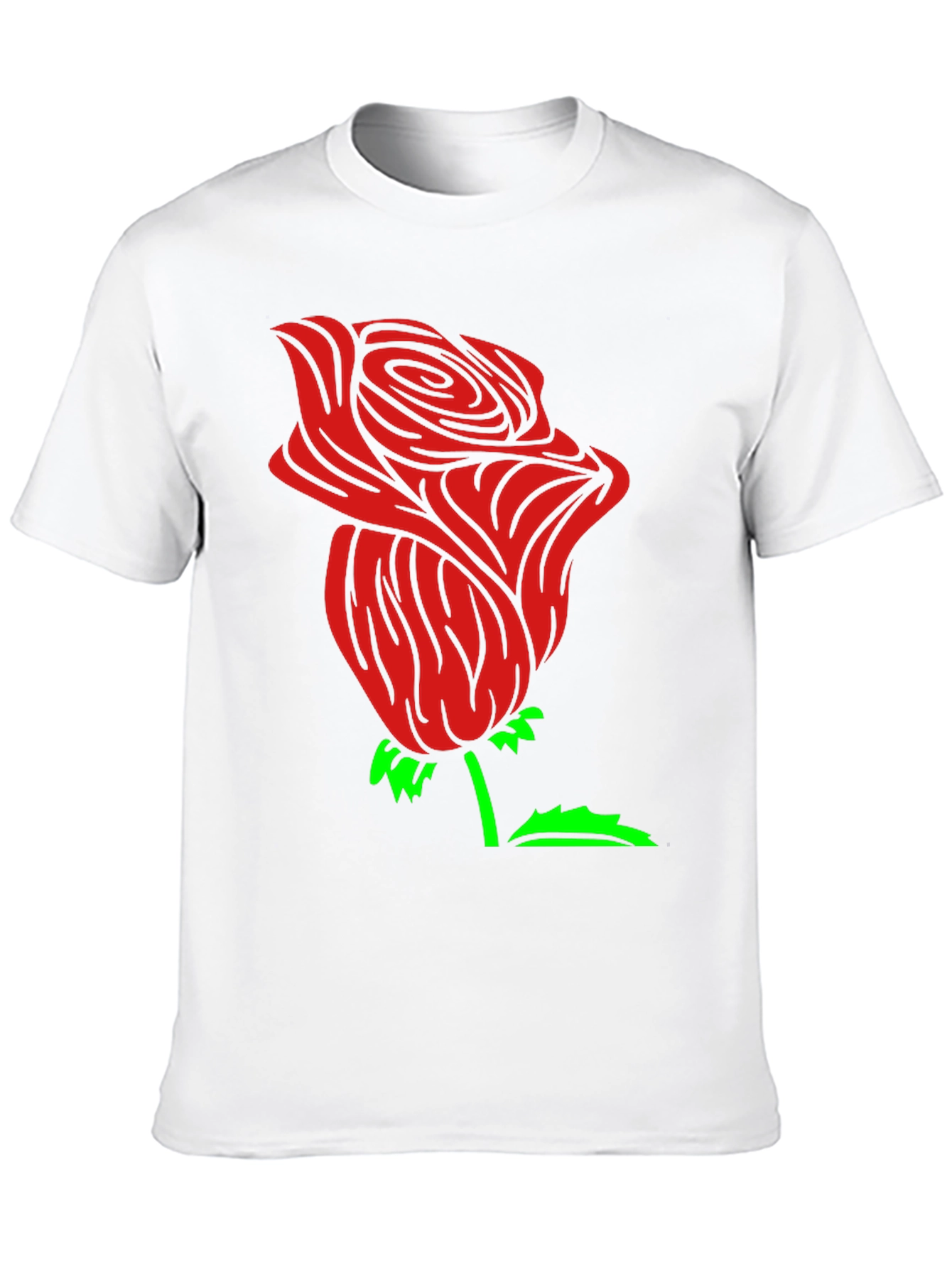 Red Rose Graphic Black Tee Shirt