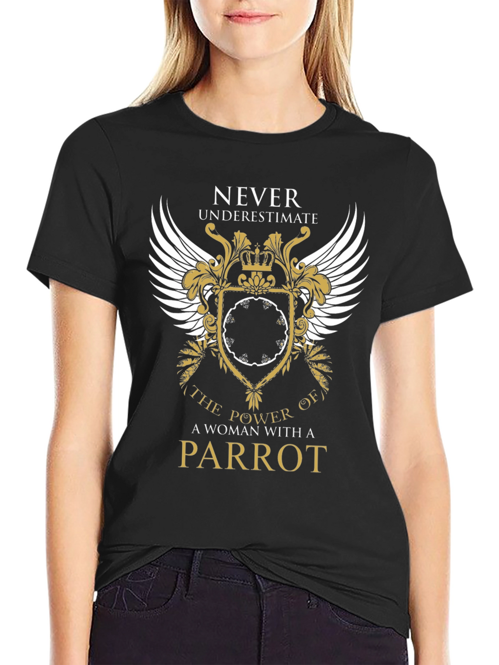 Woman Parrot Power T-Shirt - Never Underestimate Tee