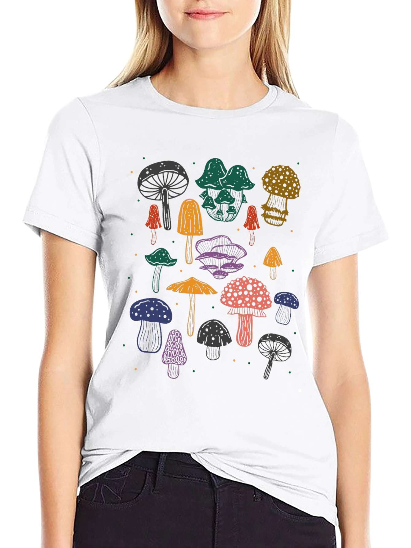 Funky Mushroom T-Shirt - Black Cotton Tee
