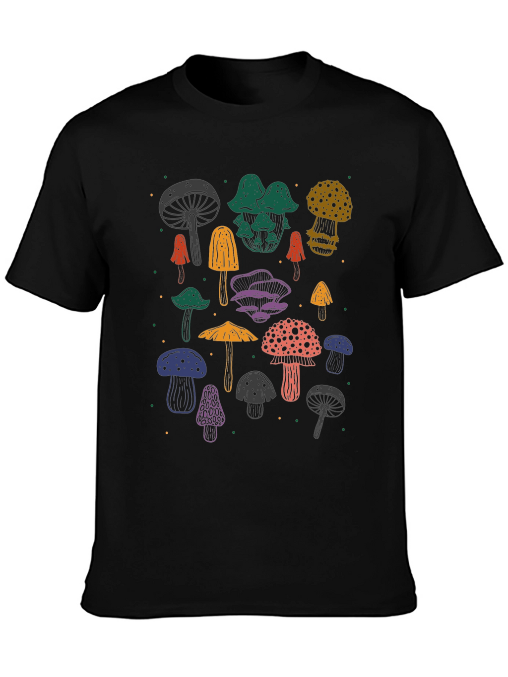 Funky Mushroom T-Shirt - Black Cotton Tee