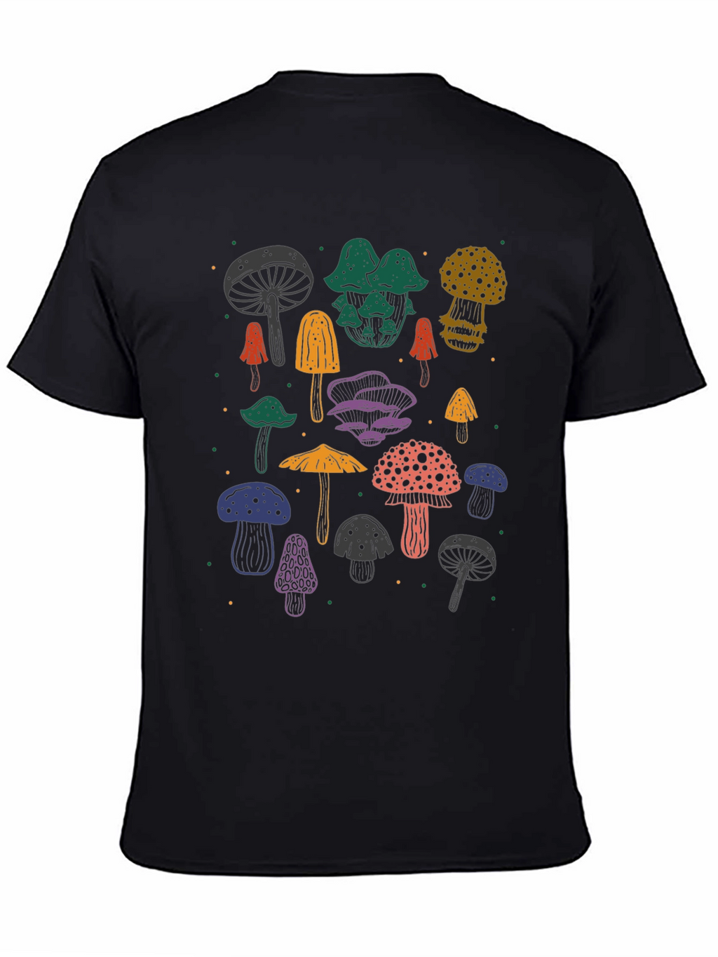 Funky Mushroom T-Shirt - Black Cotton Tee