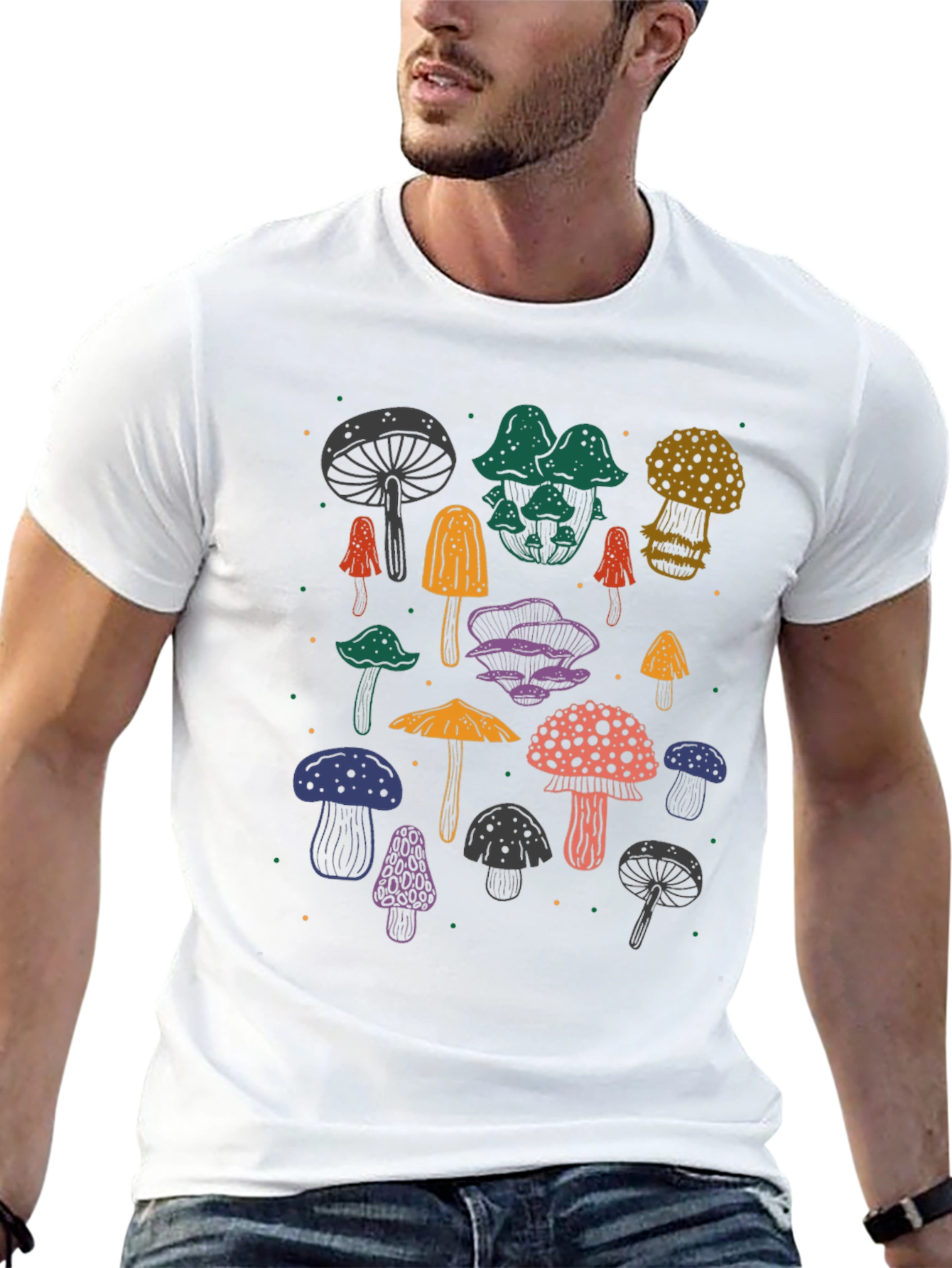 Funky Mushroom T-Shirt - Black Cotton Tee