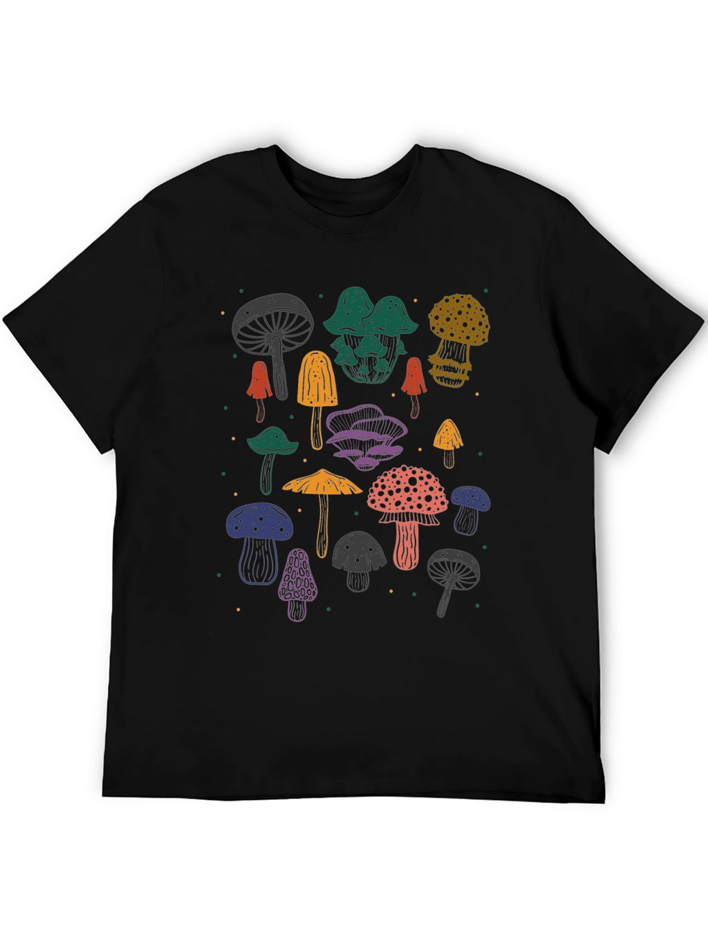 Funky Mushroom T-Shirt - Black Cotton Tee