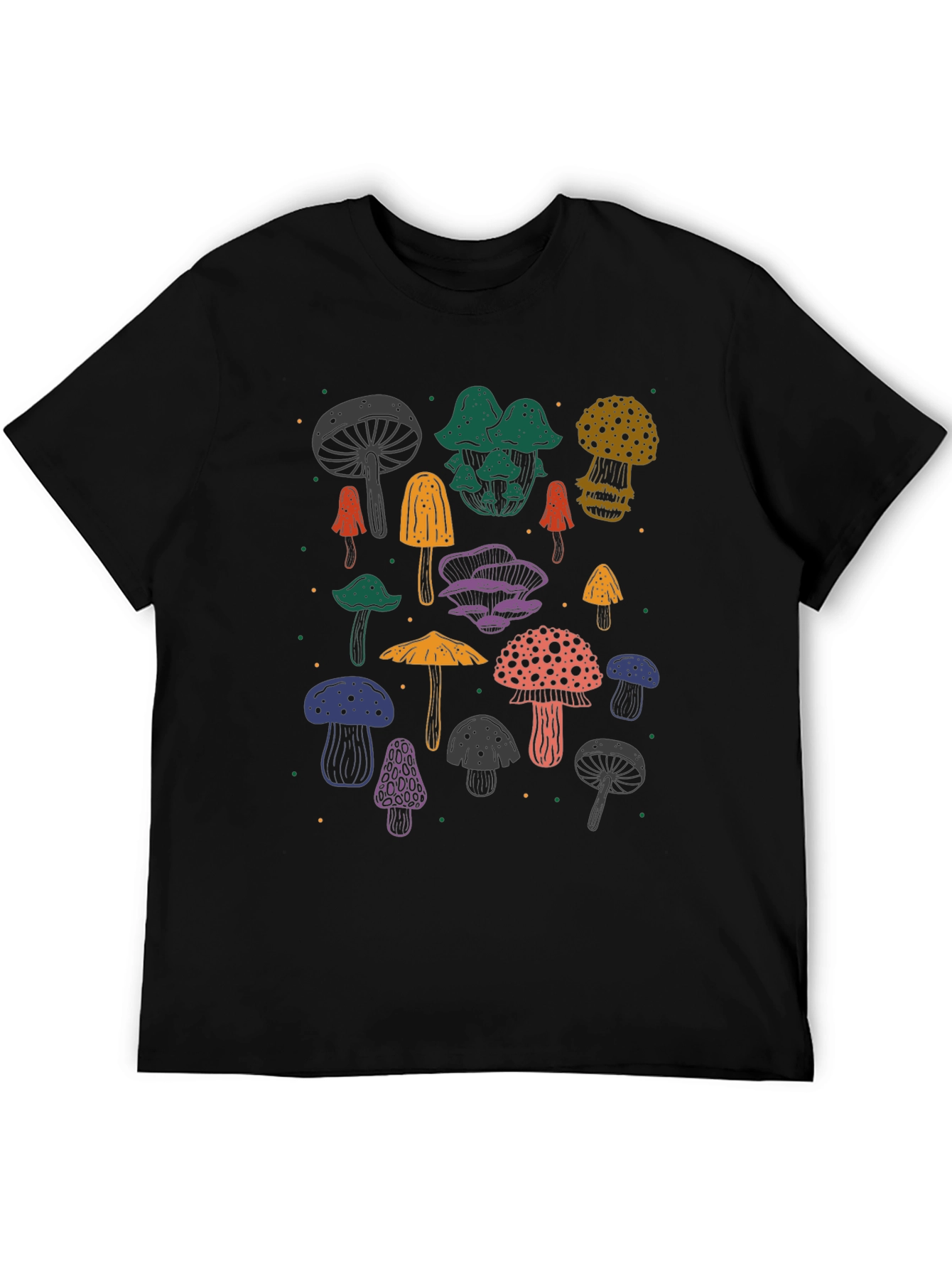 Funky Mushroom T-Shirt - Black Cotton Tee
