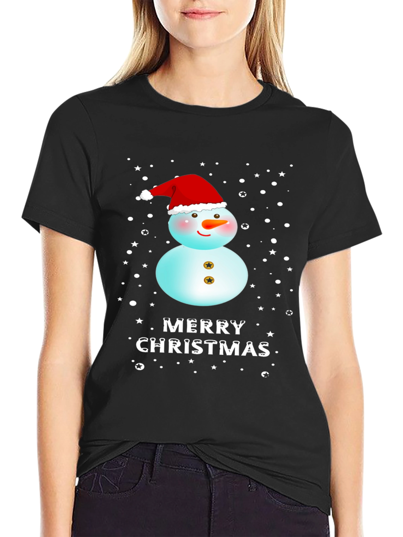 Merry Christmas Snowman Graphic Tee