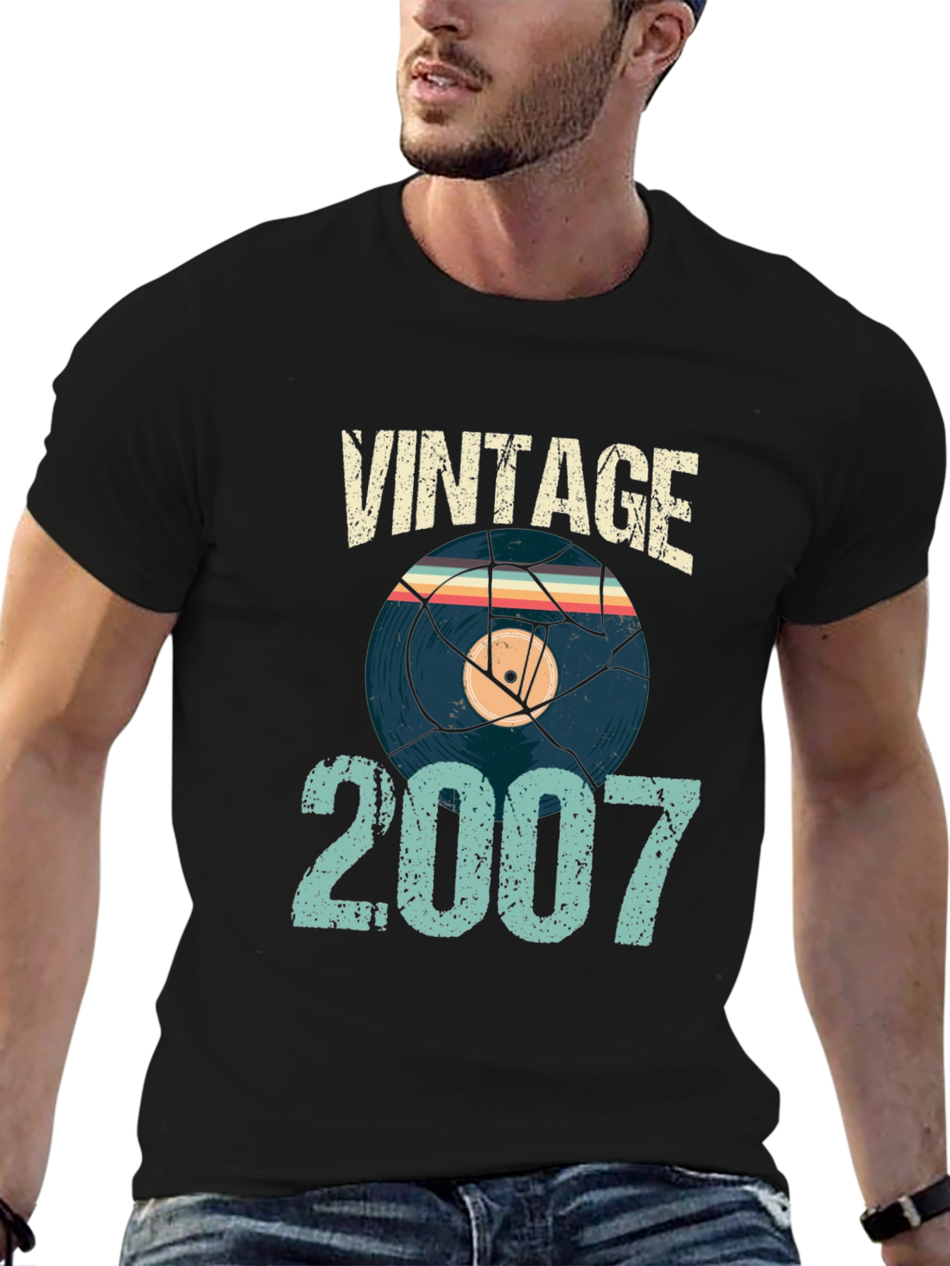 Vintage 2007 Record Graphic T-Shirt