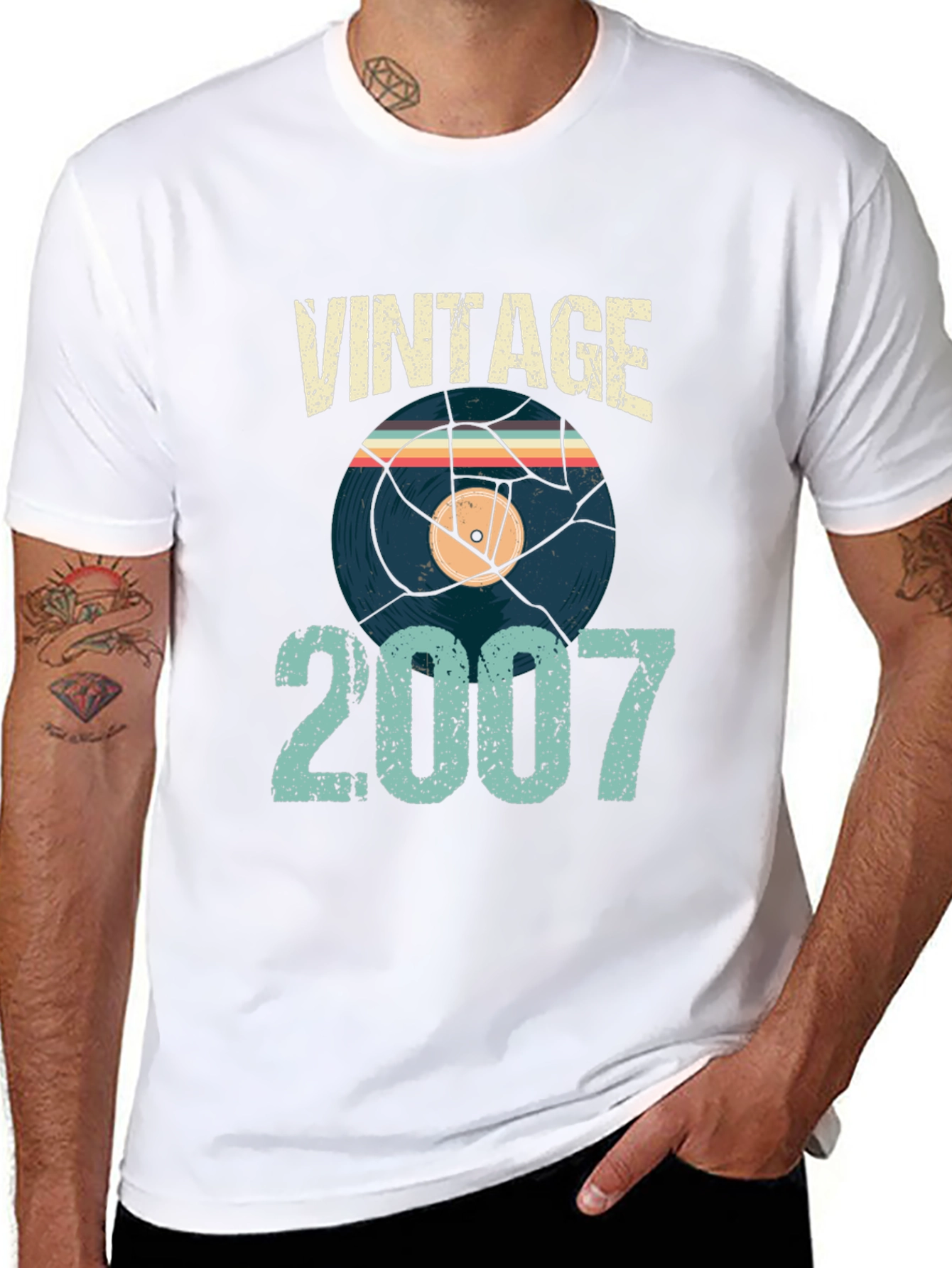 Vintage 2007 Record Graphic T-Shirt