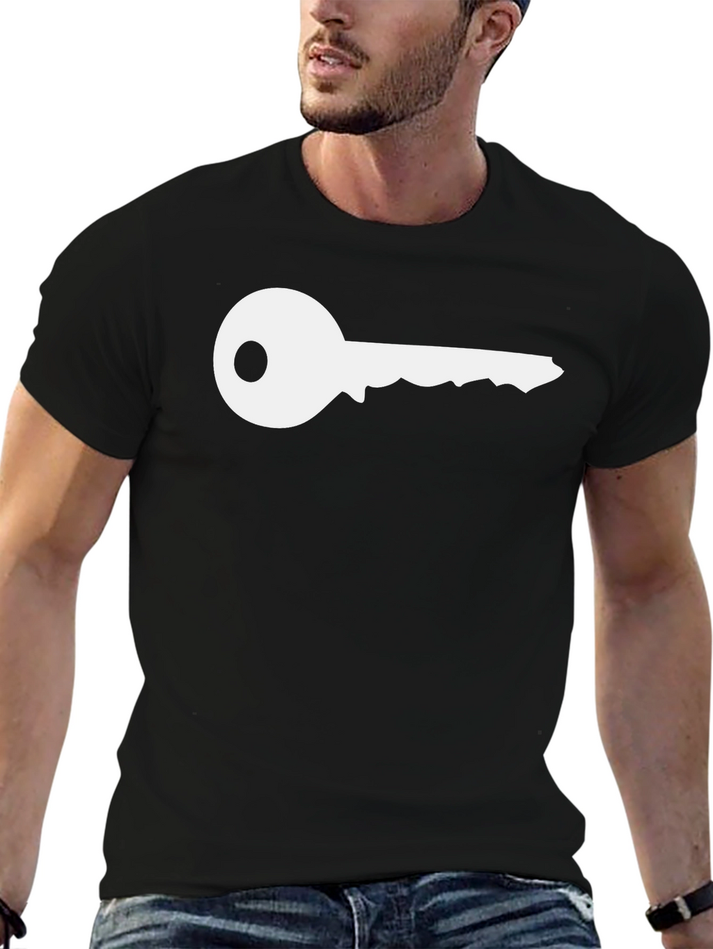 Key Graphic T-Shirt - Black Crew Neck Tee