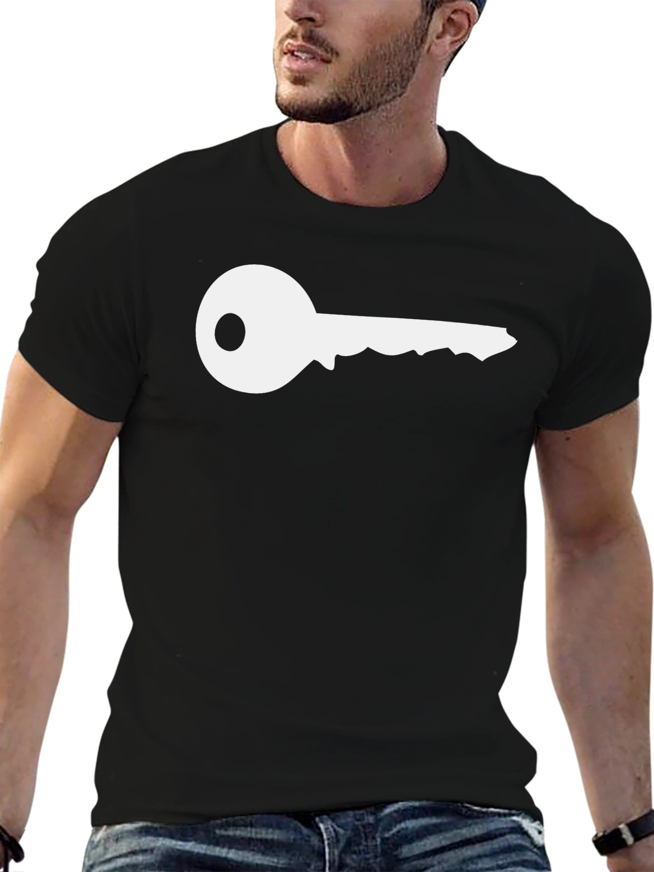 Key Graphic T-Shirt - Black Crew Neck Tee