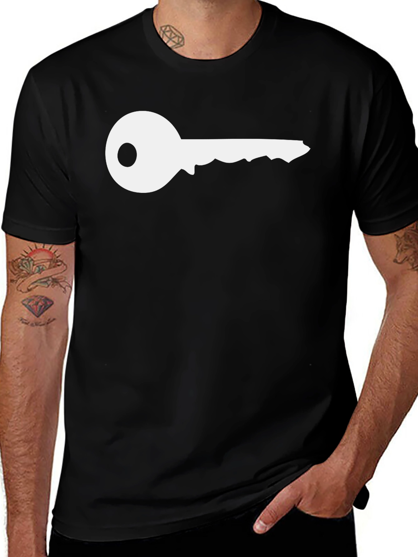 Key Graphic T-Shirt - Black Crew Neck Tee