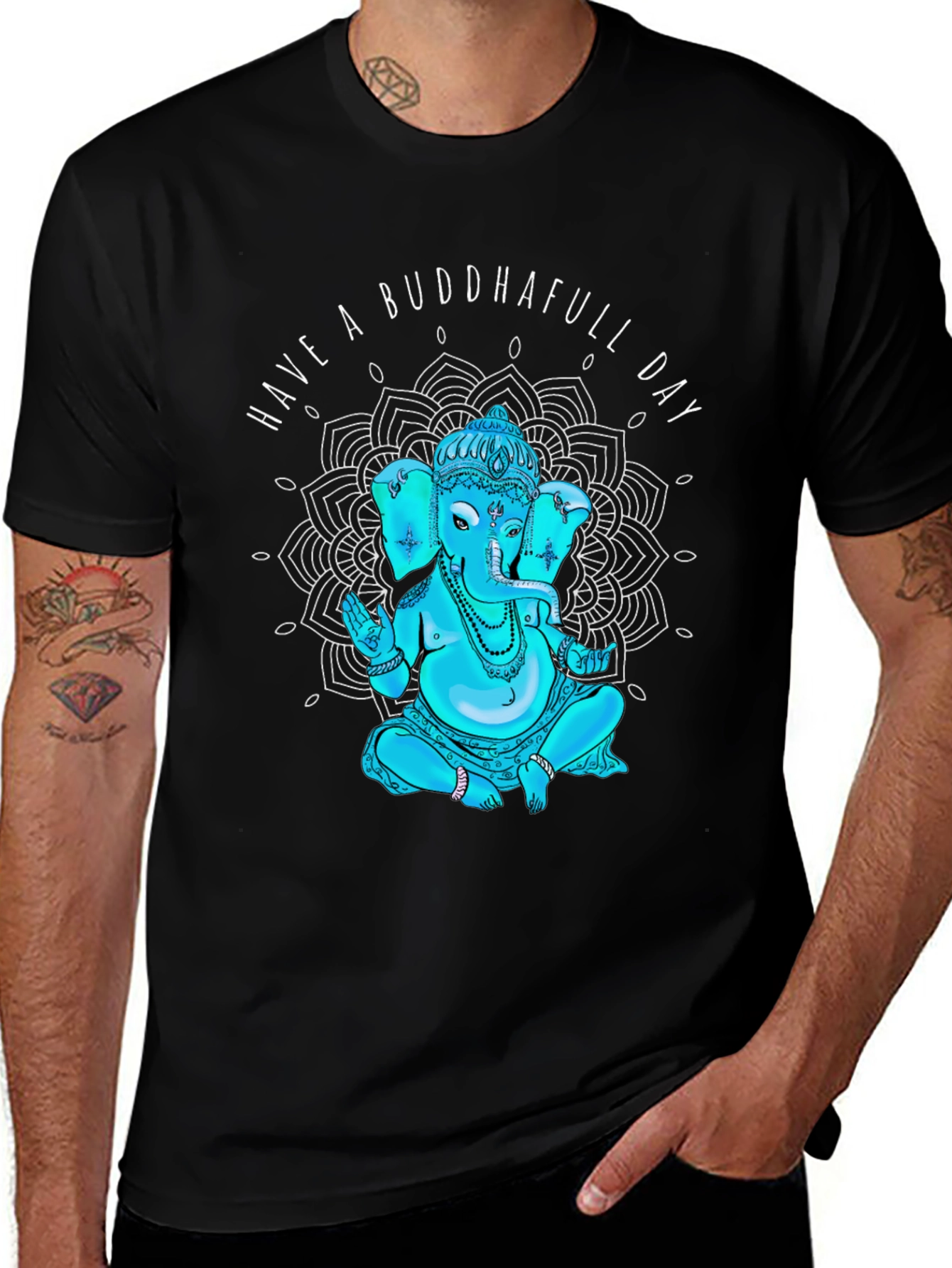 Buddhafull Day Black T-Shirt Graphic Tee