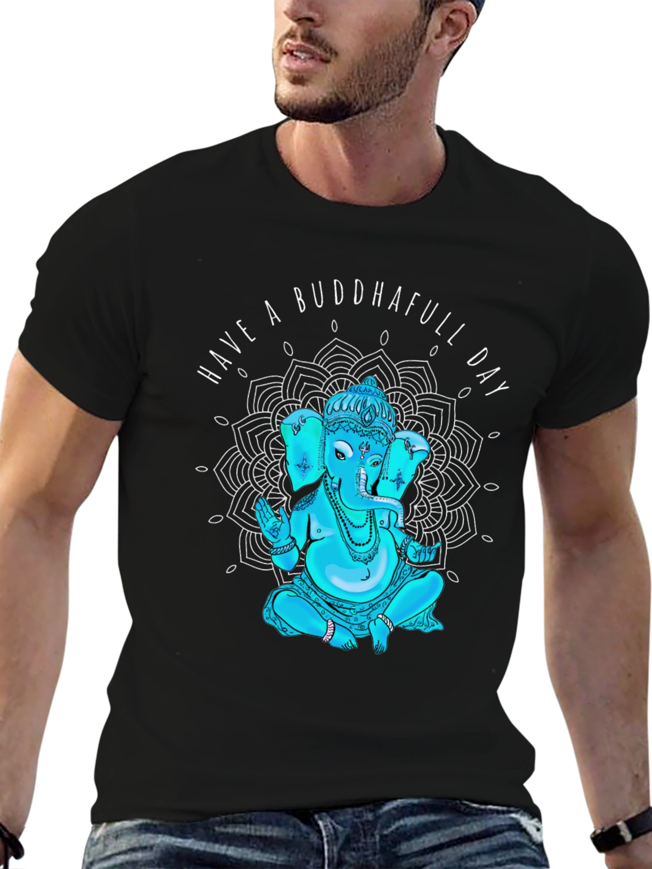 Buddhafull Day Black T-Shirt Graphic Tee
