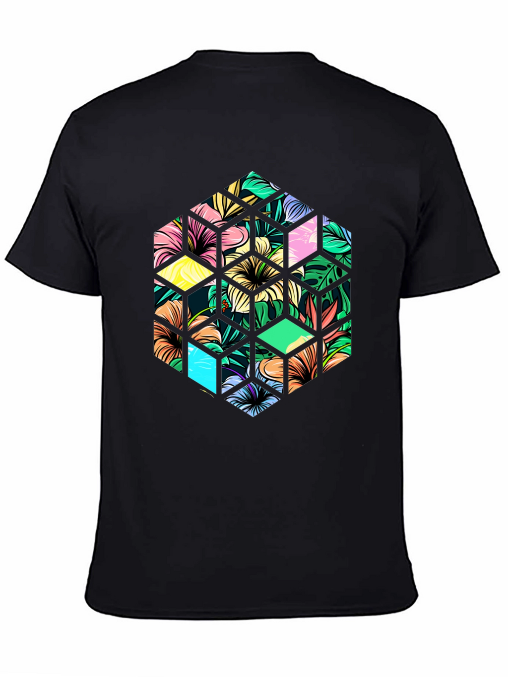 Tropical Floral Hexagon Graphic T-Shirt