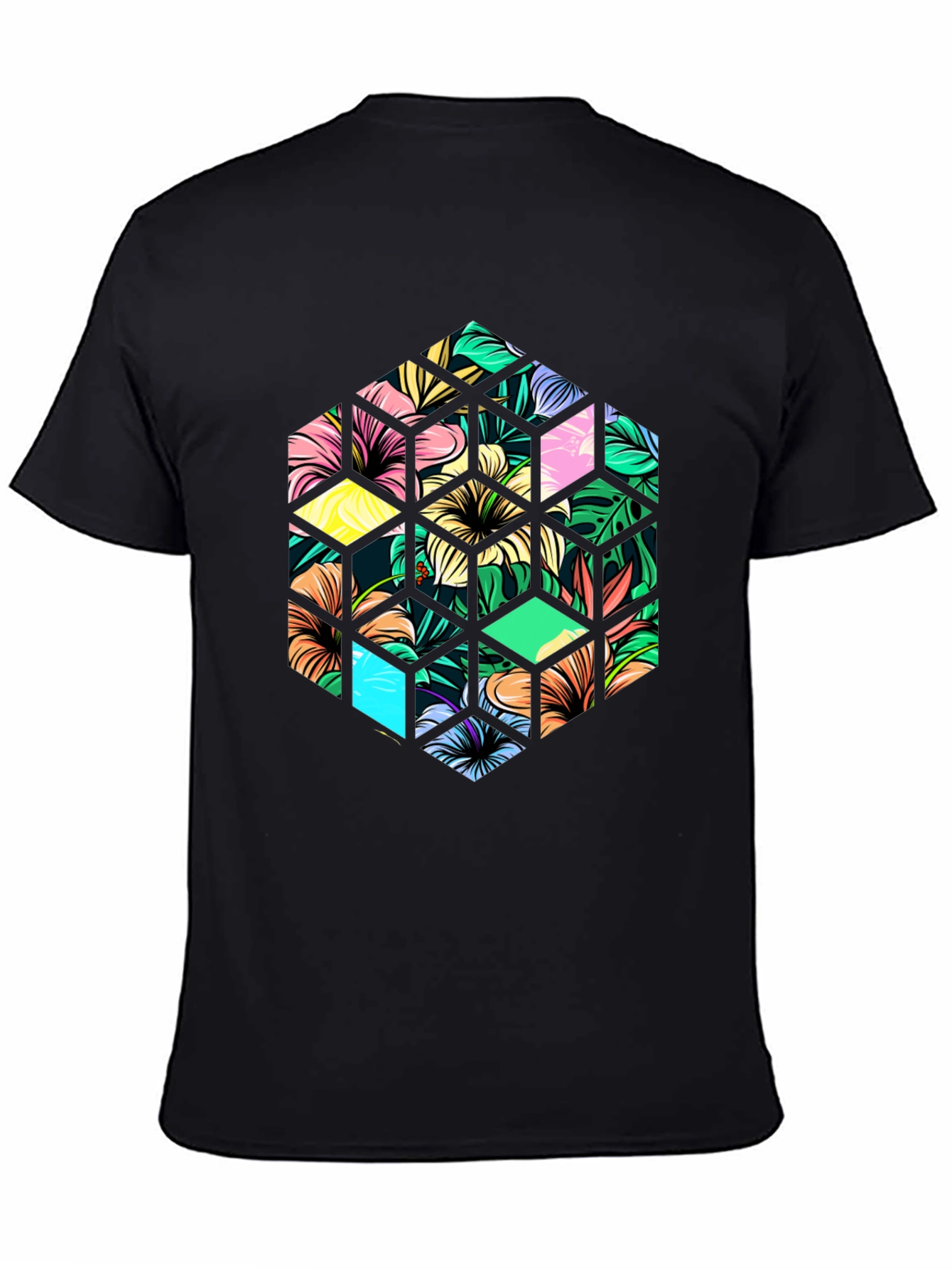 Tropical Floral Hexagon Graphic T-Shirt
